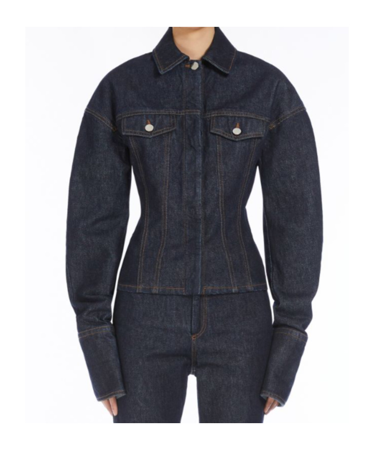 Sportmax Denim Fitted-waist Jacket In Black