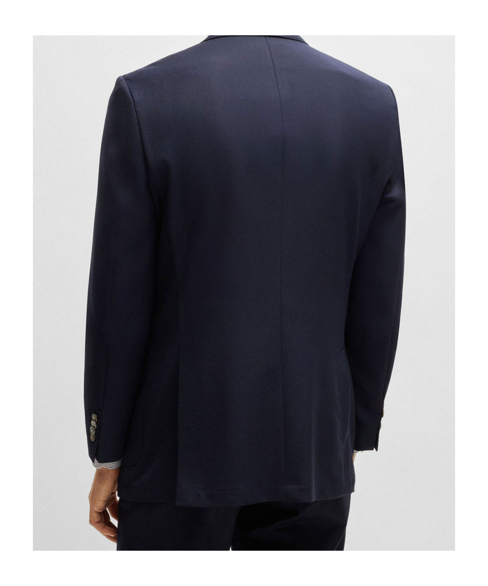 Hugo Boss Regular-fit Suit Jacket In Micro-patterned Virgin Wool In Black
