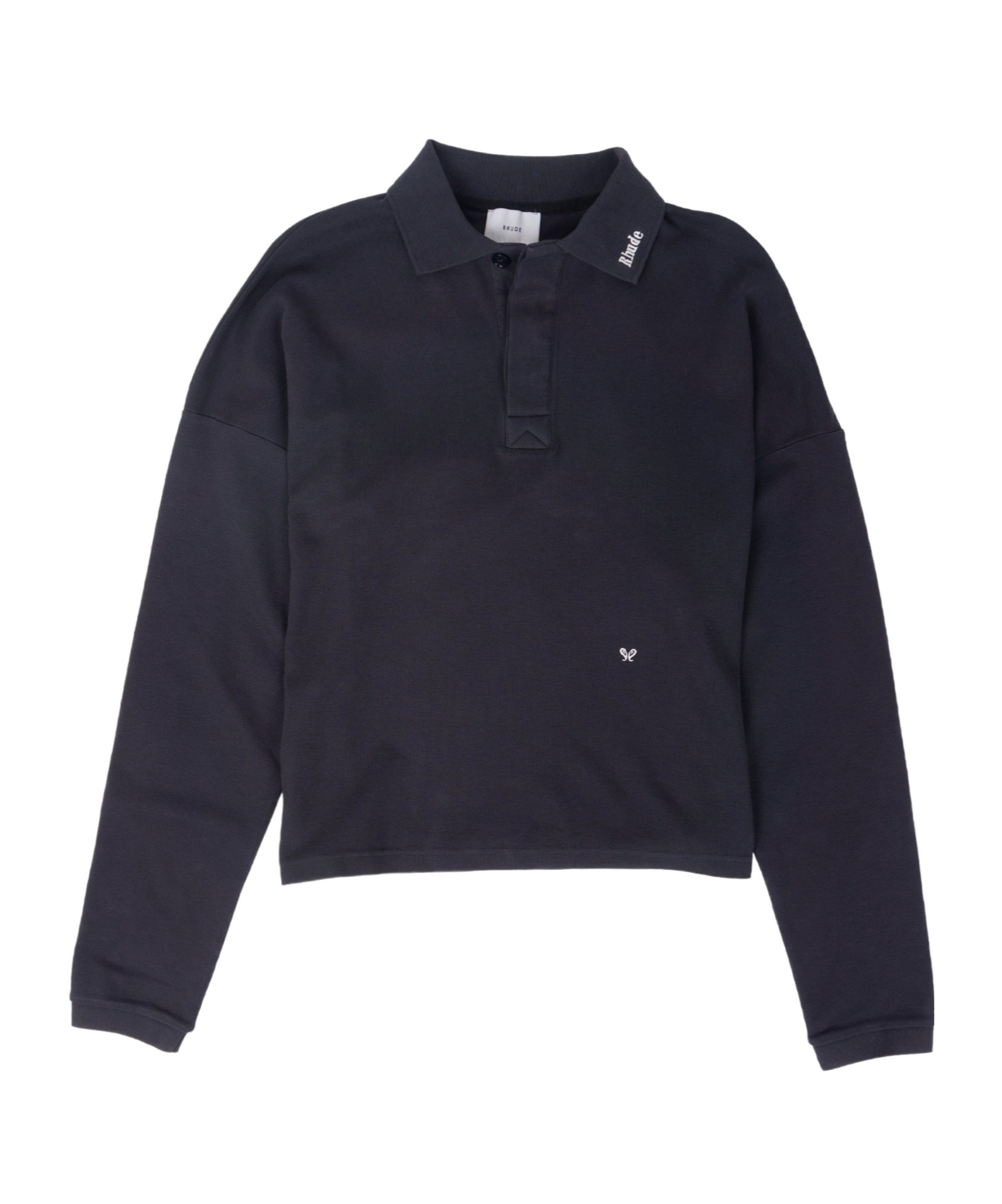 Rhude Long-sleeve Polo Shirt In Black