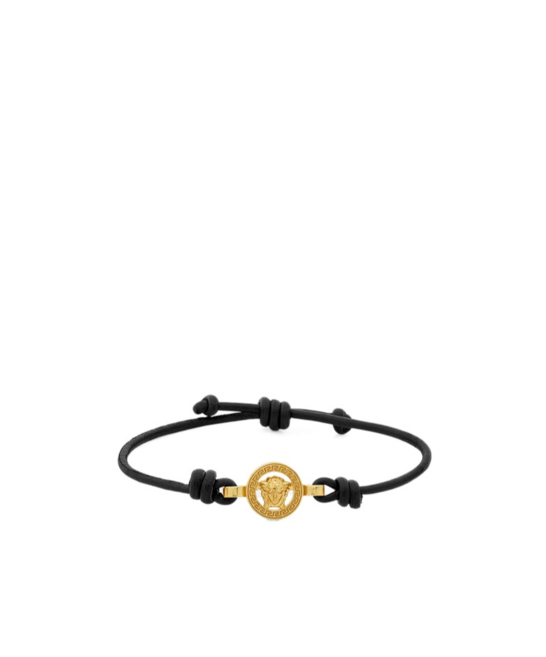 Versace Medusa-charm Cord Bracelet In Black