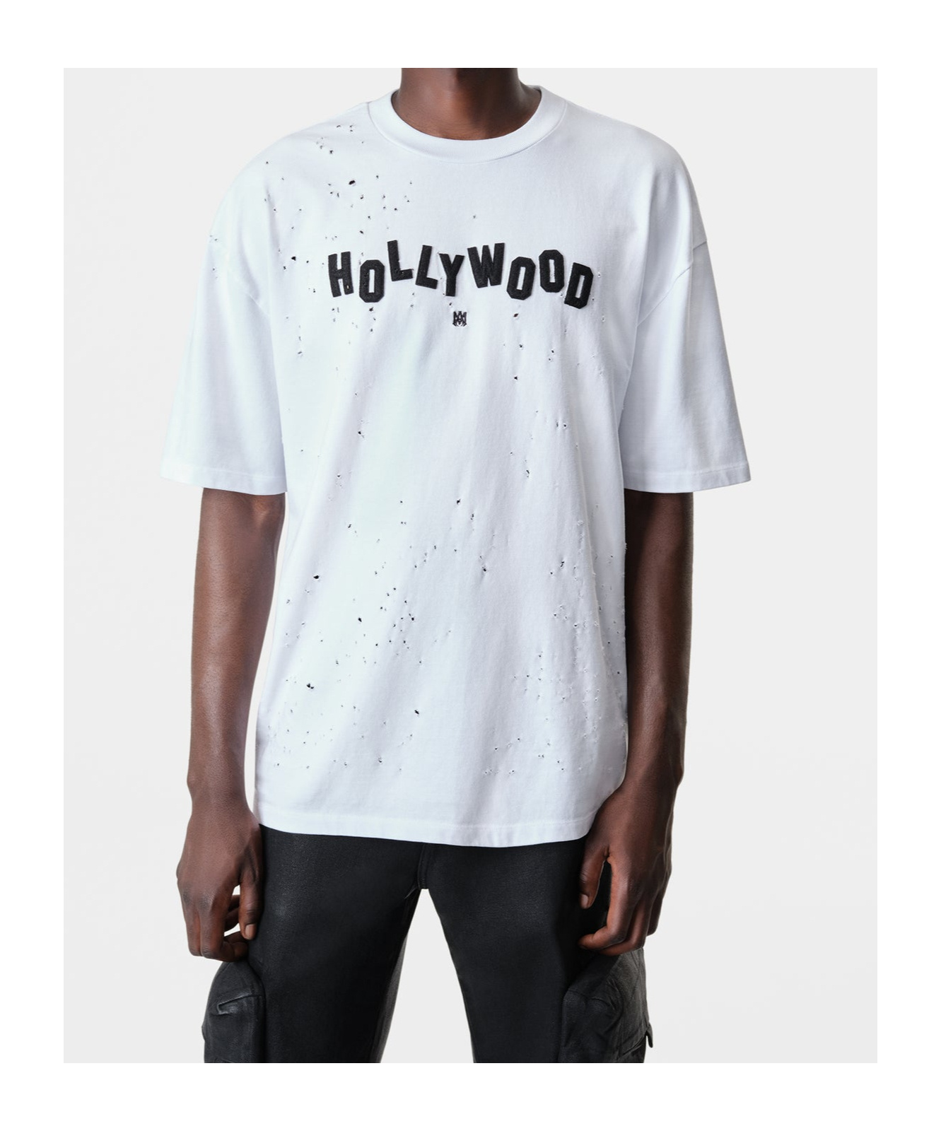 Amiri Hollywood Shotgun Distressed T-shirt In White