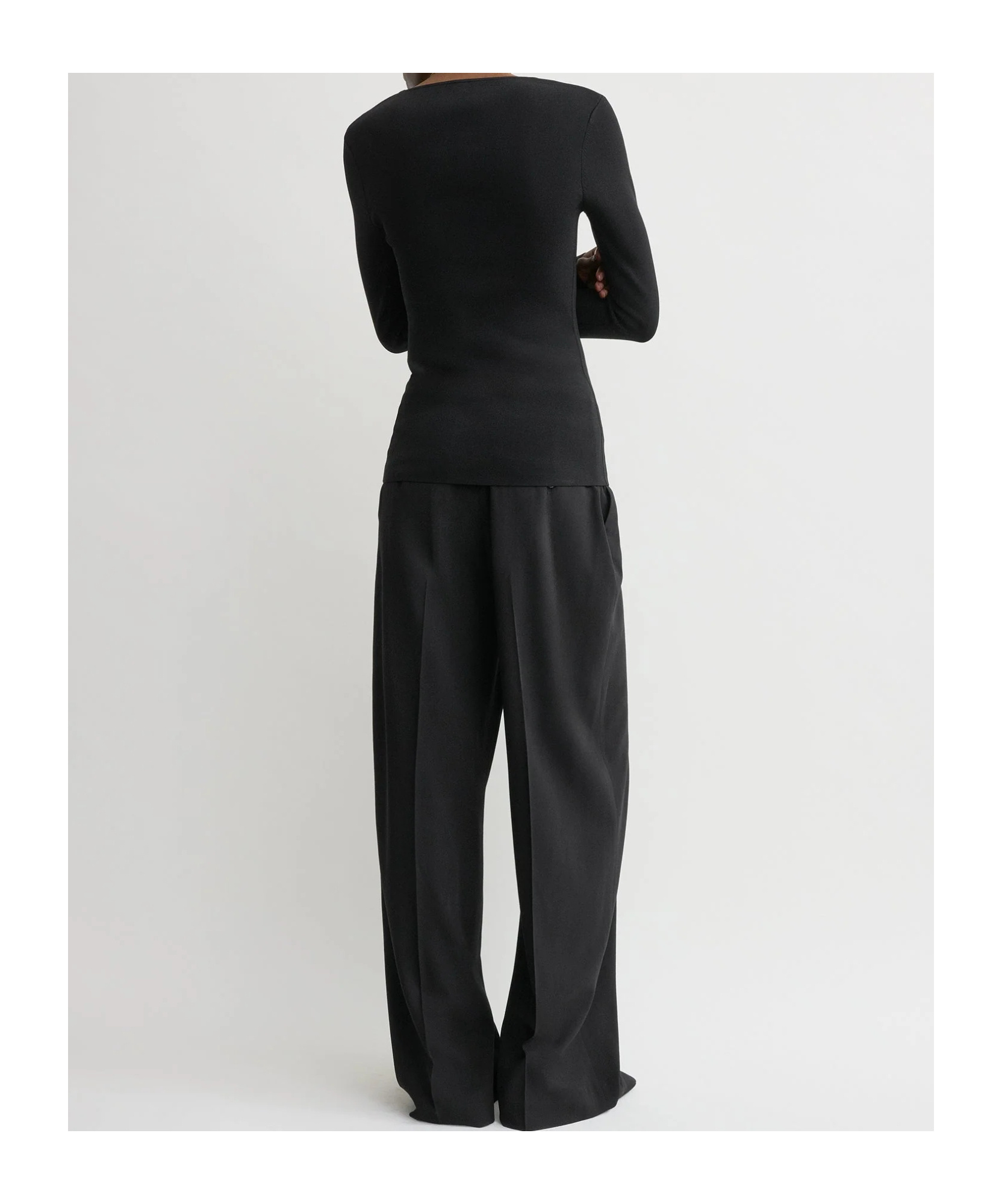 Totême Womens Black Ribbed Scoop-neck Stretch-wool Blend Top In Black