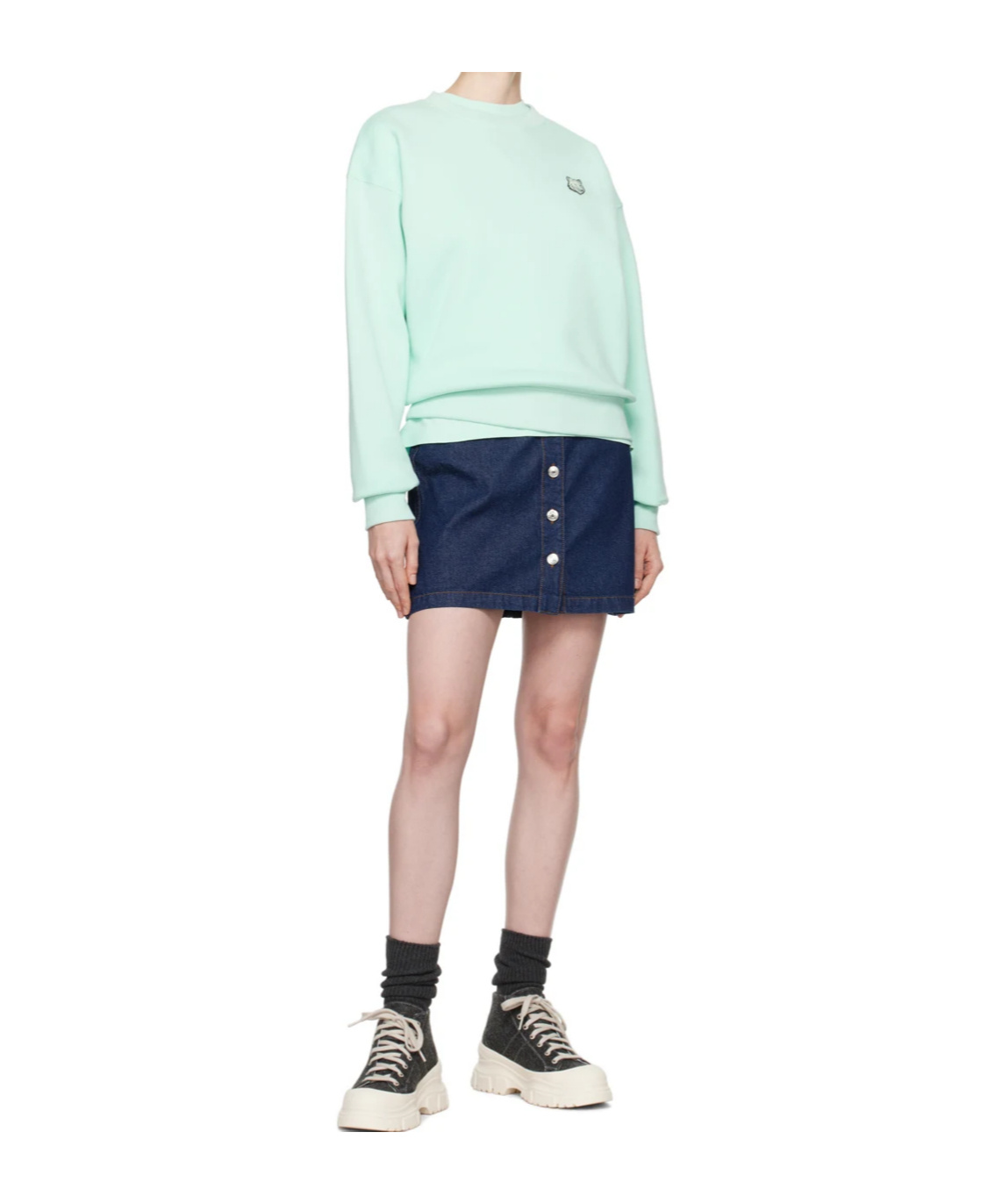 Shop Maison Kitsuné Bold Fox Head Patch Sweatshirt In Blue