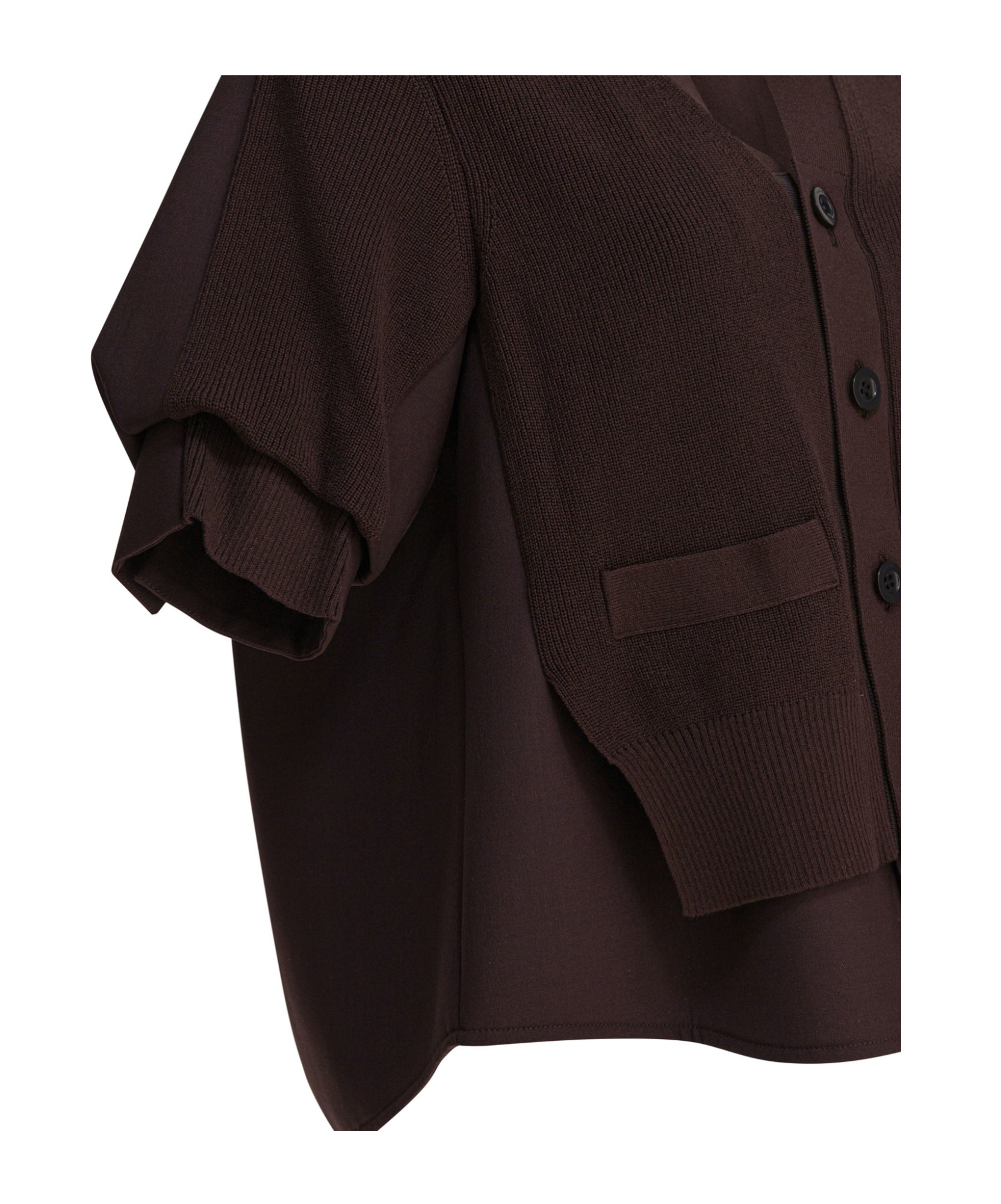 Sacai Knitwear Sweater With V-neck And Pockets In Brown