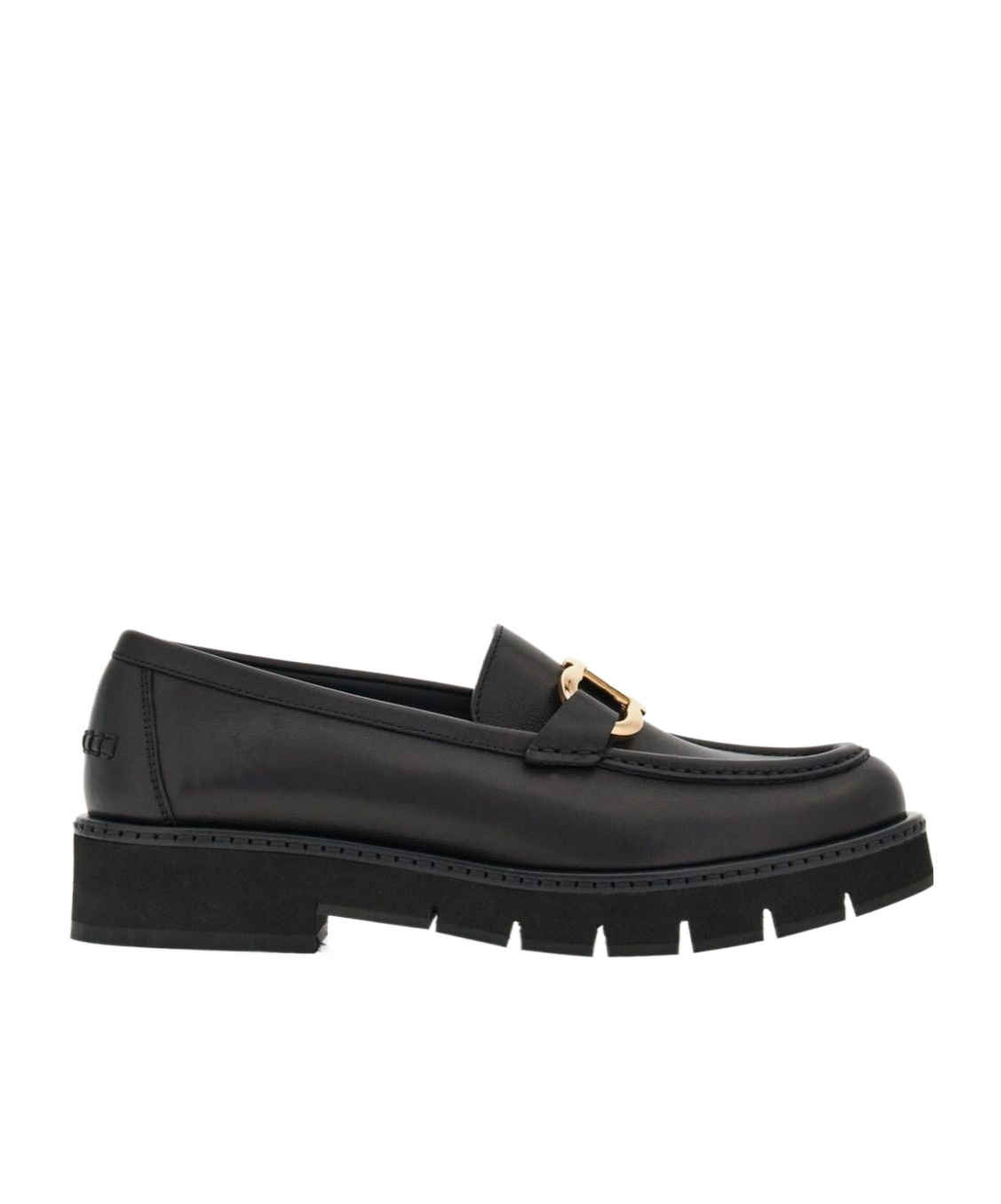 Ferragamo Brooke Loafers With Chunky Sole And Gold-tone Hardware In Black