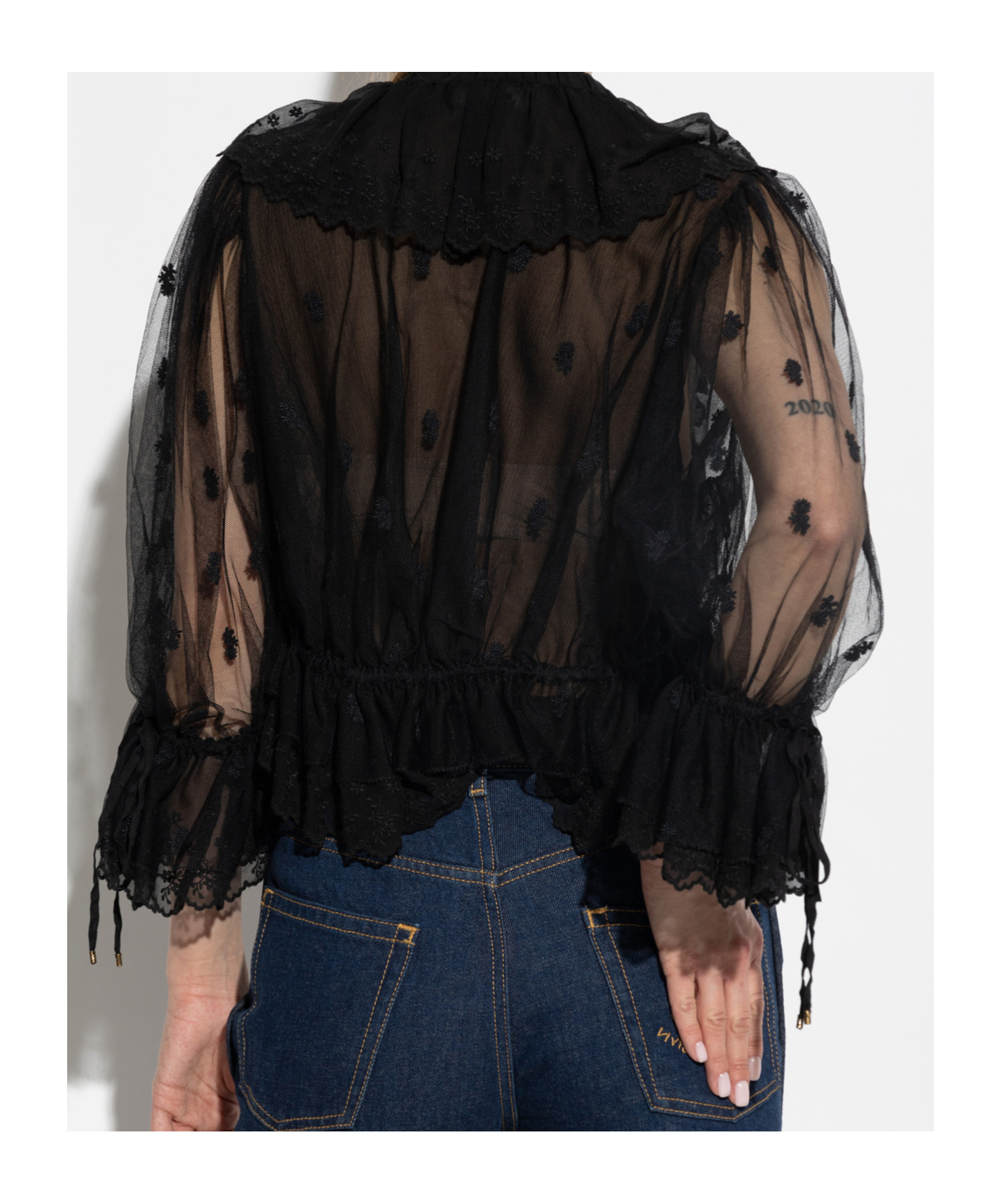 Chloé Cropped-spitzentop Mit V-ausschnitt In Black