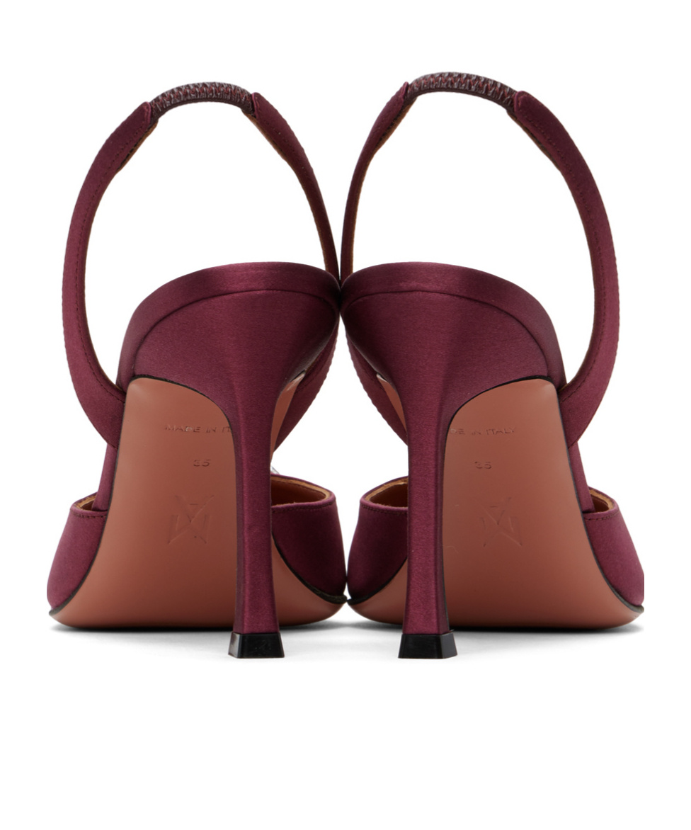 Amina Muaddi 95mm Pointed-toe Satin Slingback Pumps In Red