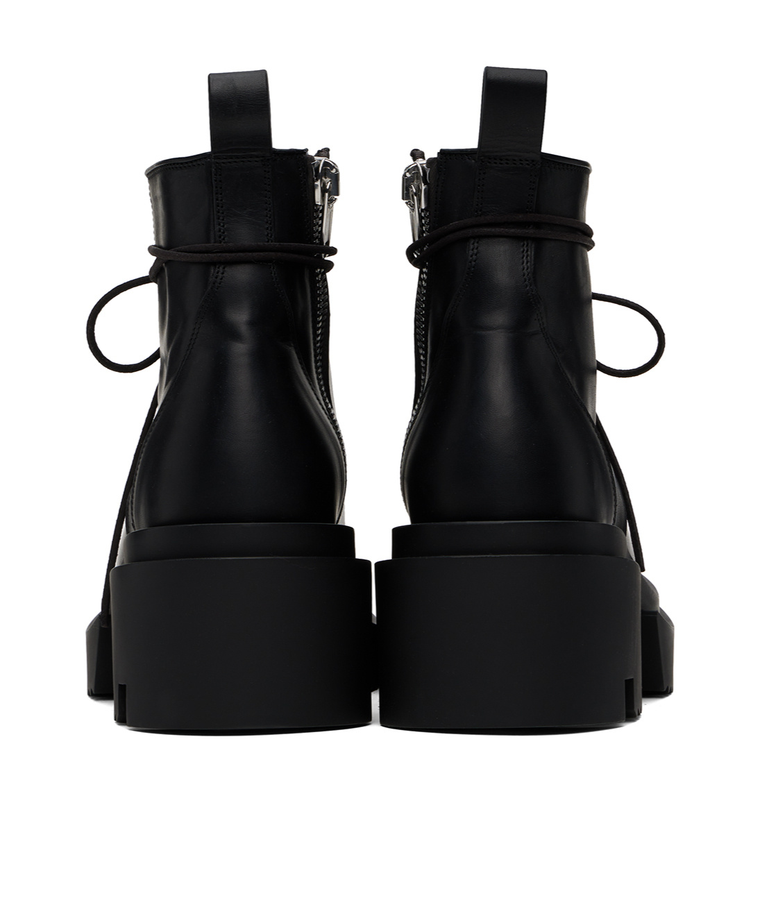 Rick Owens Leather Combat Boots In Black
