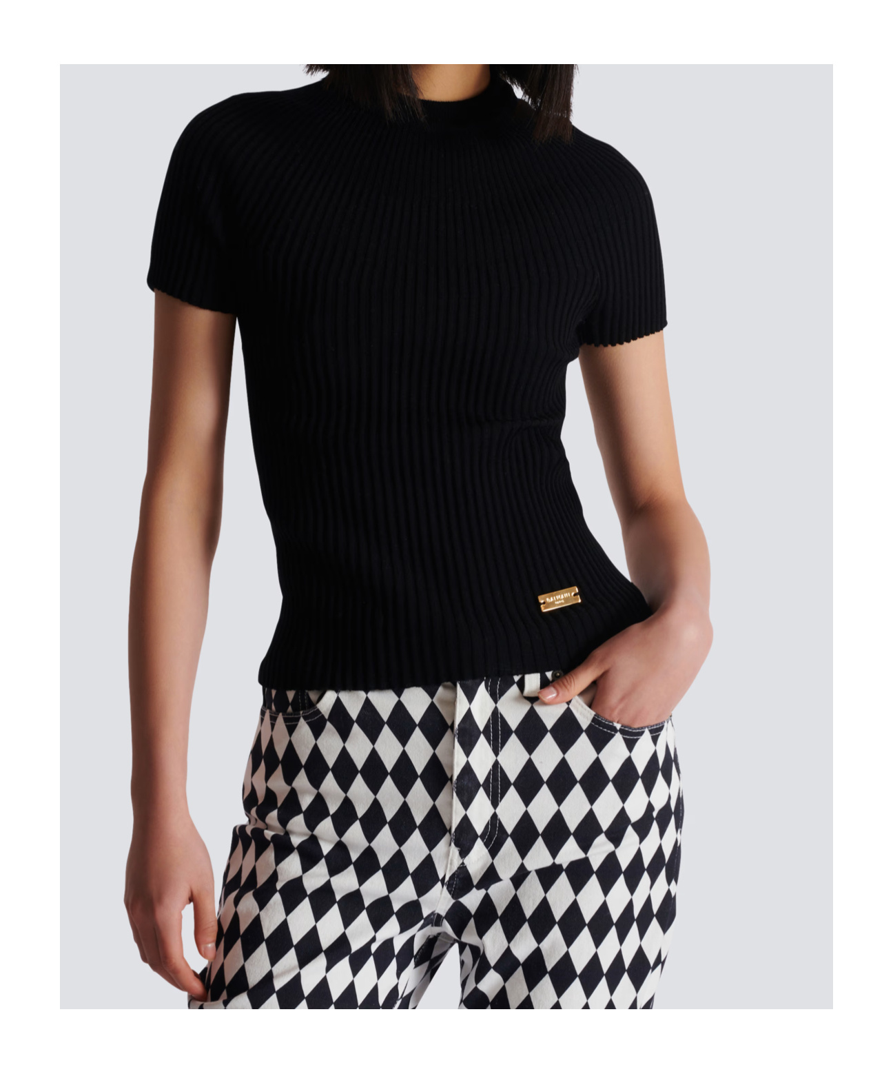 BALMAIN RIBBED KNIT TOP
