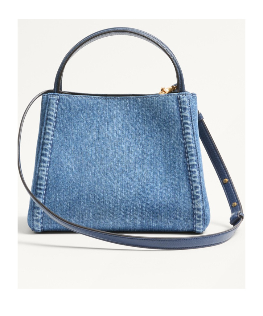 Shop Valentino Garavani Alltime Medium Handbag In Denim With Embroidered Strap In Blue
