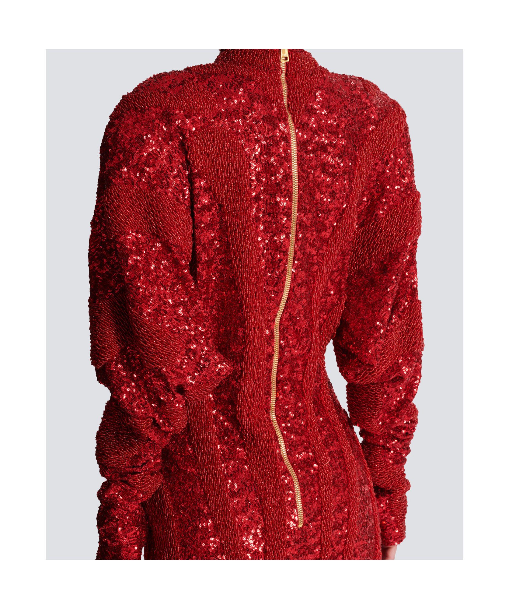 Balmain Short Zebra Sequin Dress In Red