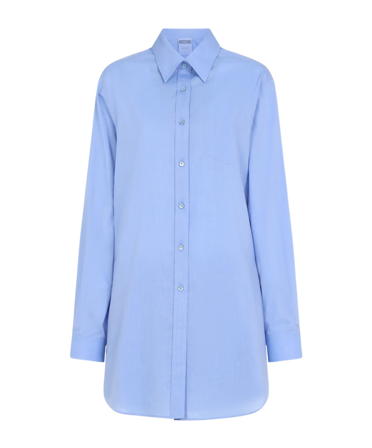 Moschino Cotton Shirt With Chest Pocket And Elastic Waistband In Blue