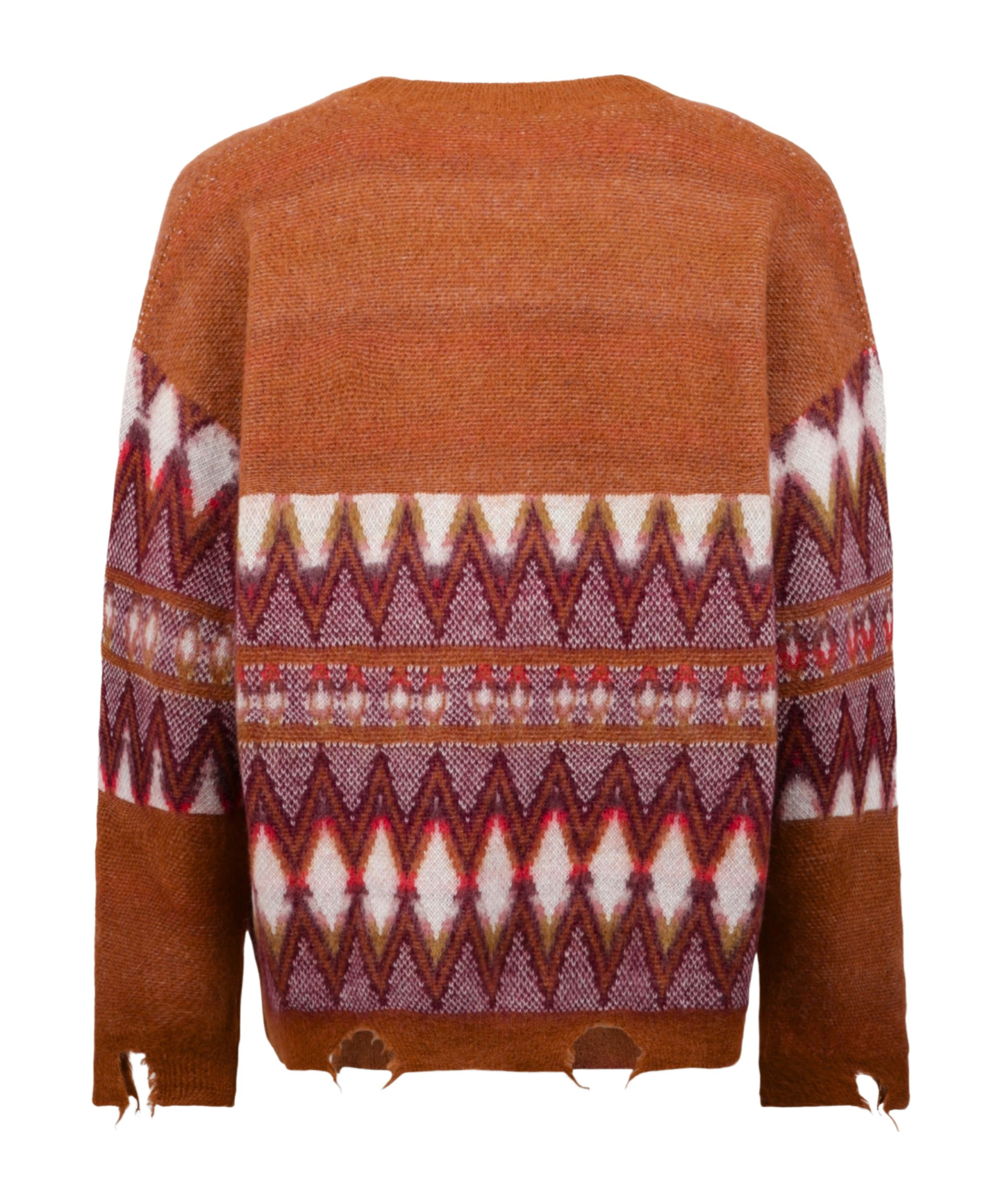Laneus Patterned Cardigan With Frayed Hems In Multi