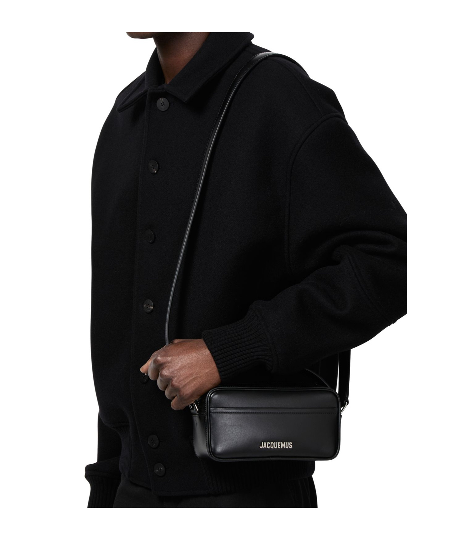 Shop Jacquemus Baneto Shoulder Bag In Black