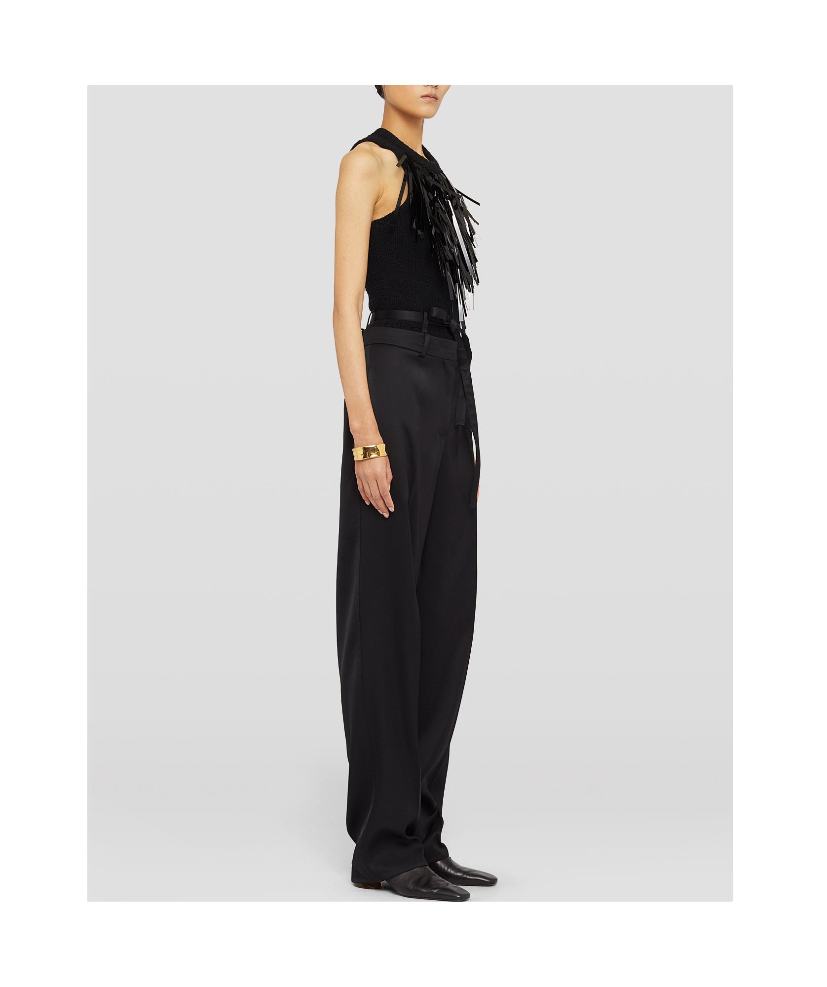 Jil Sander Fringe-trim Knitted Top In Black
