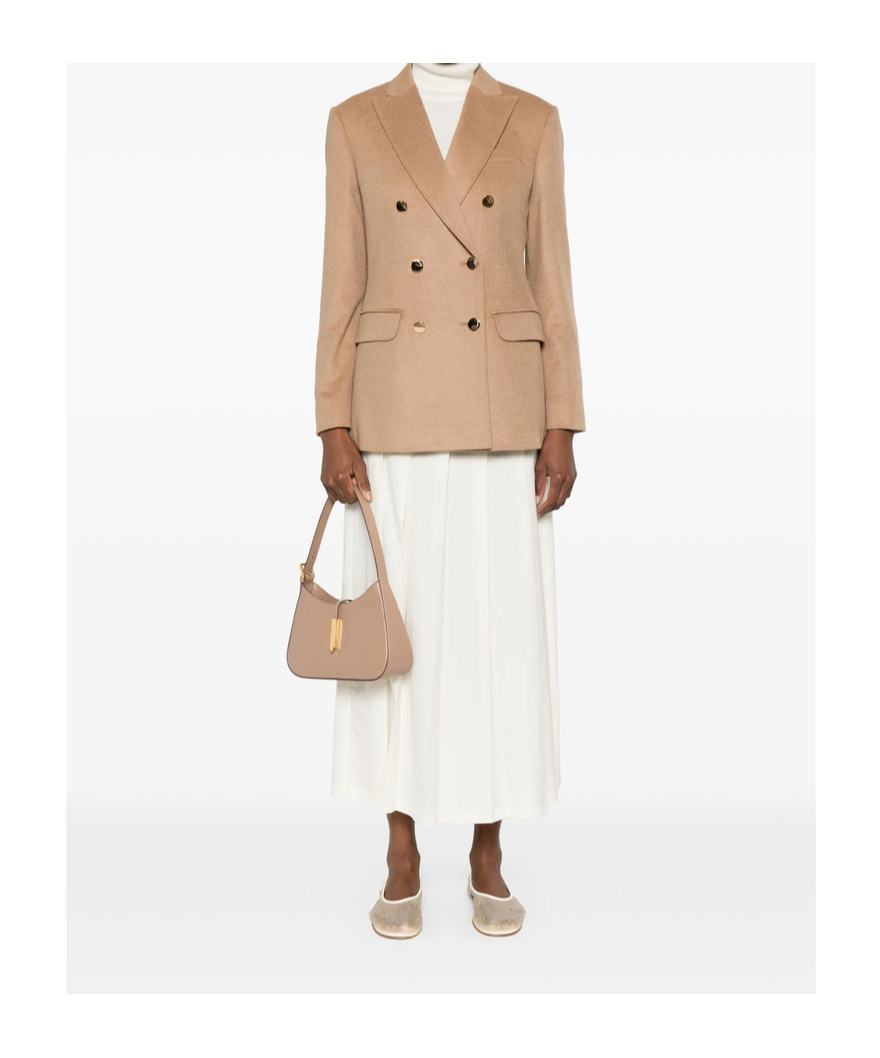 Max Mara Double-breasted Wool Jacket Back Vent In Pink