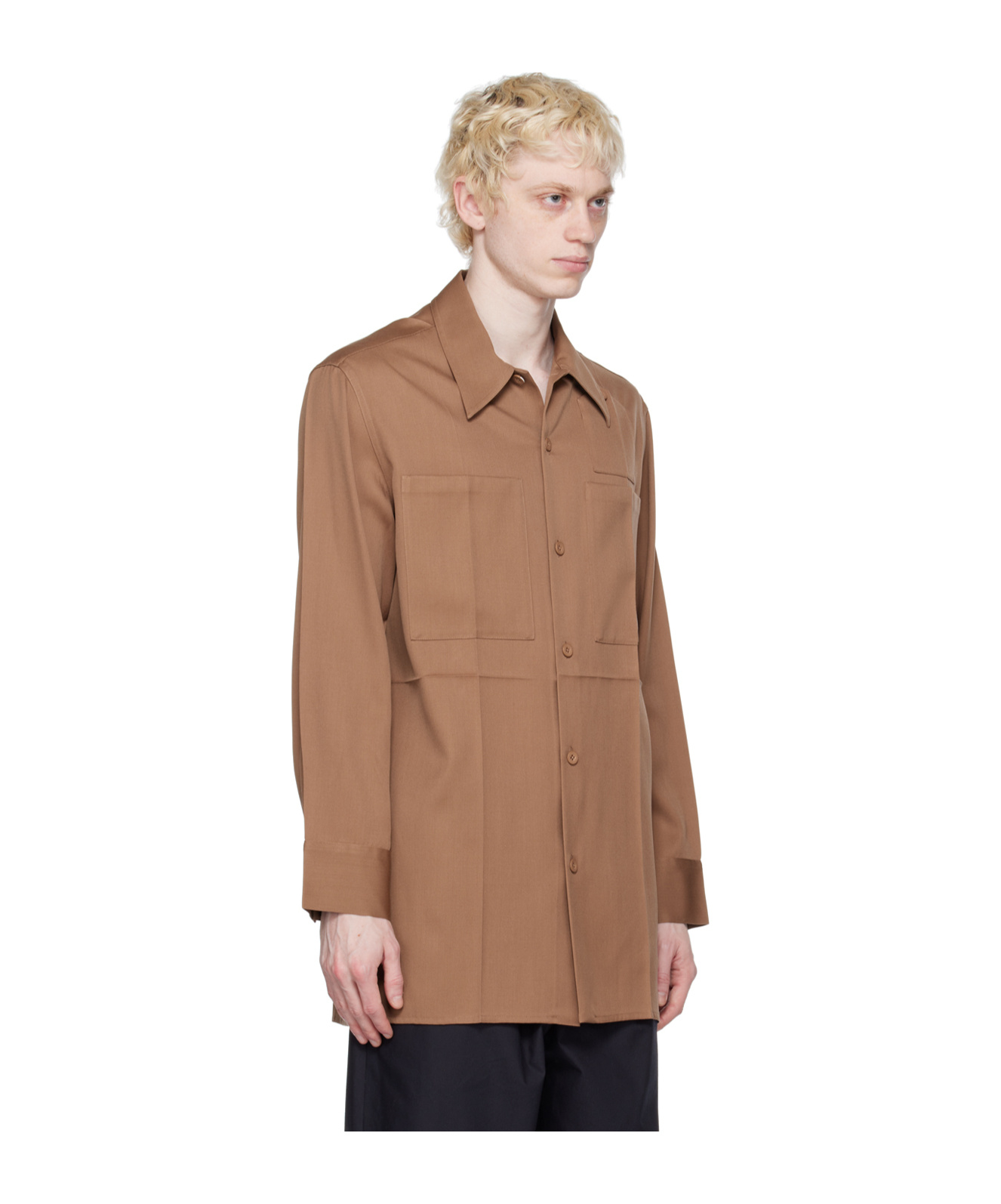 Jil Sander Button Long-sleeved Shirt In Brown
