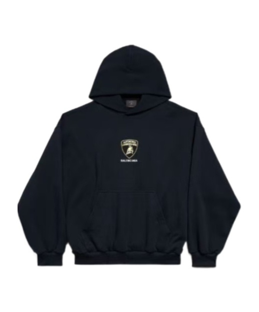 Balenciaga Black Hoodie With Fixed Hood And Logo Print On The Front In Cotton Man In Black