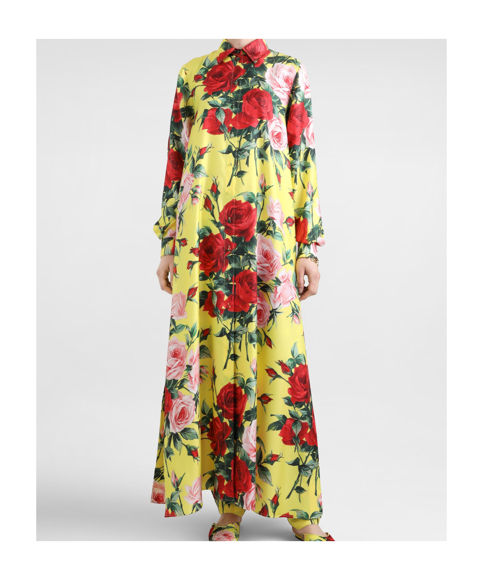Dolce & Gabbana Bouquet Print Maxi Kaftan Dress In Multi-color
