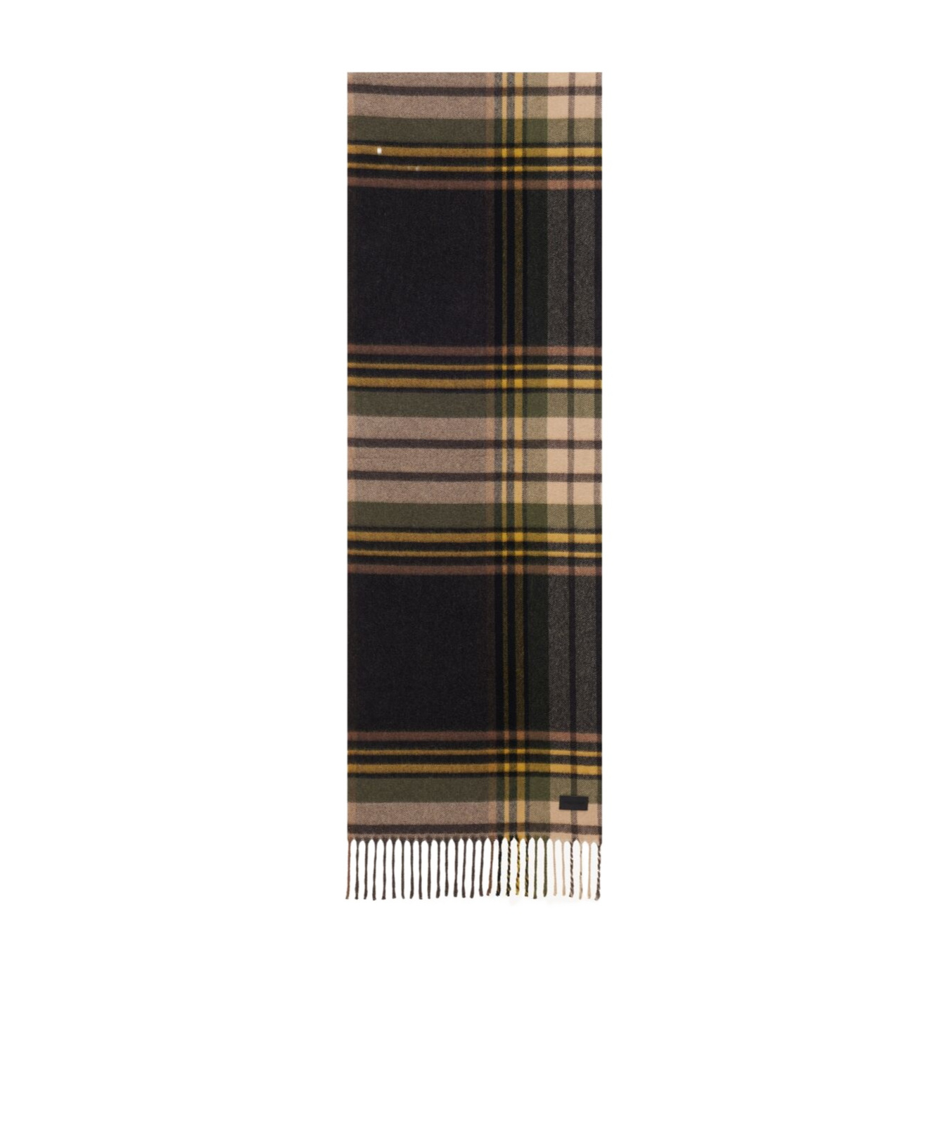 Saint Laurent Tartan Scarf In Cashmere And Wool In Brown