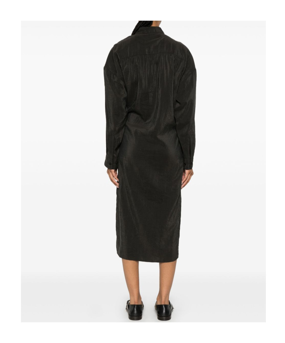 Lemaire Purple Straight Collar Twisted Midi Dress In Black