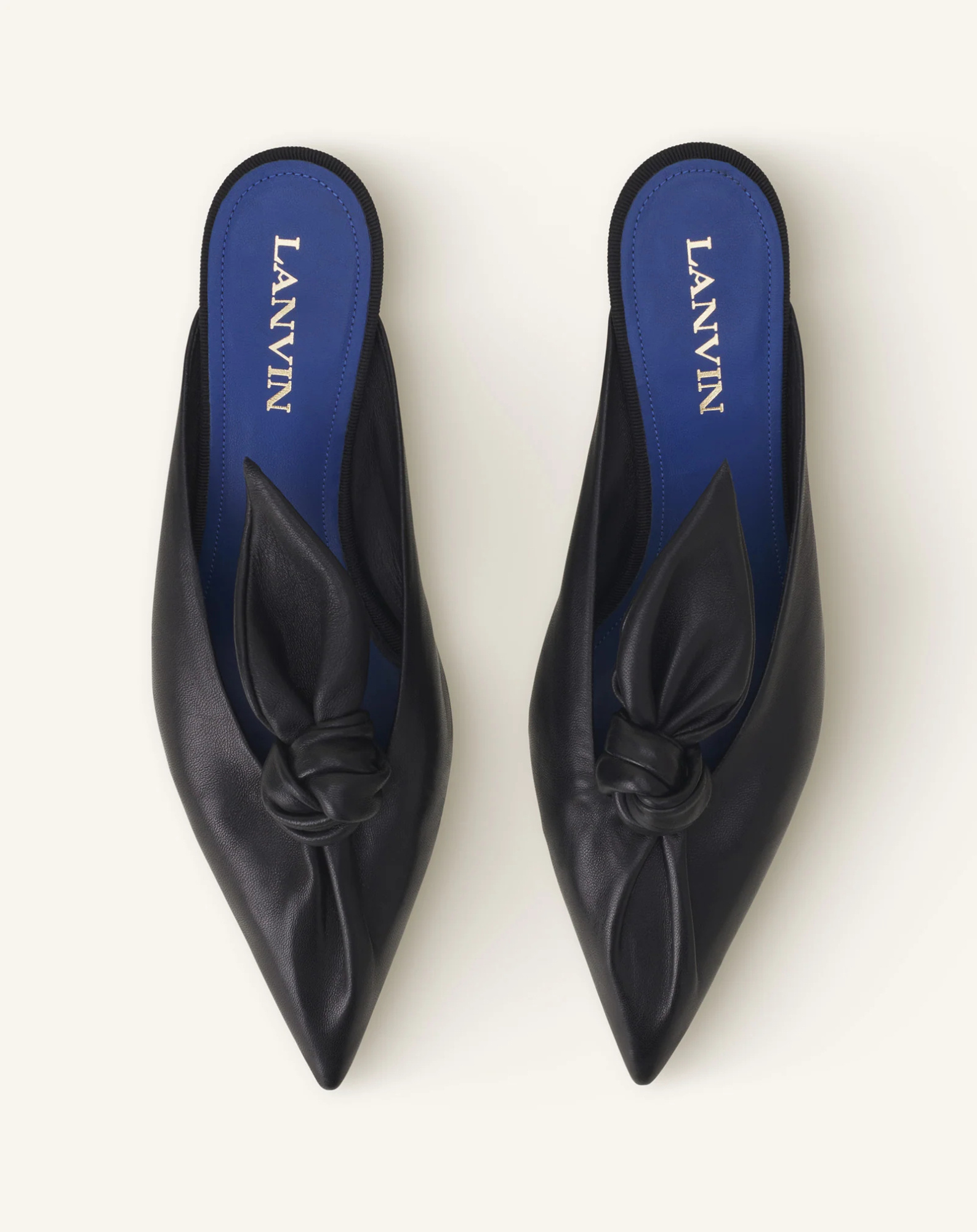 Lanvin Midnight Step Bow Leather Mule With Heel In Black