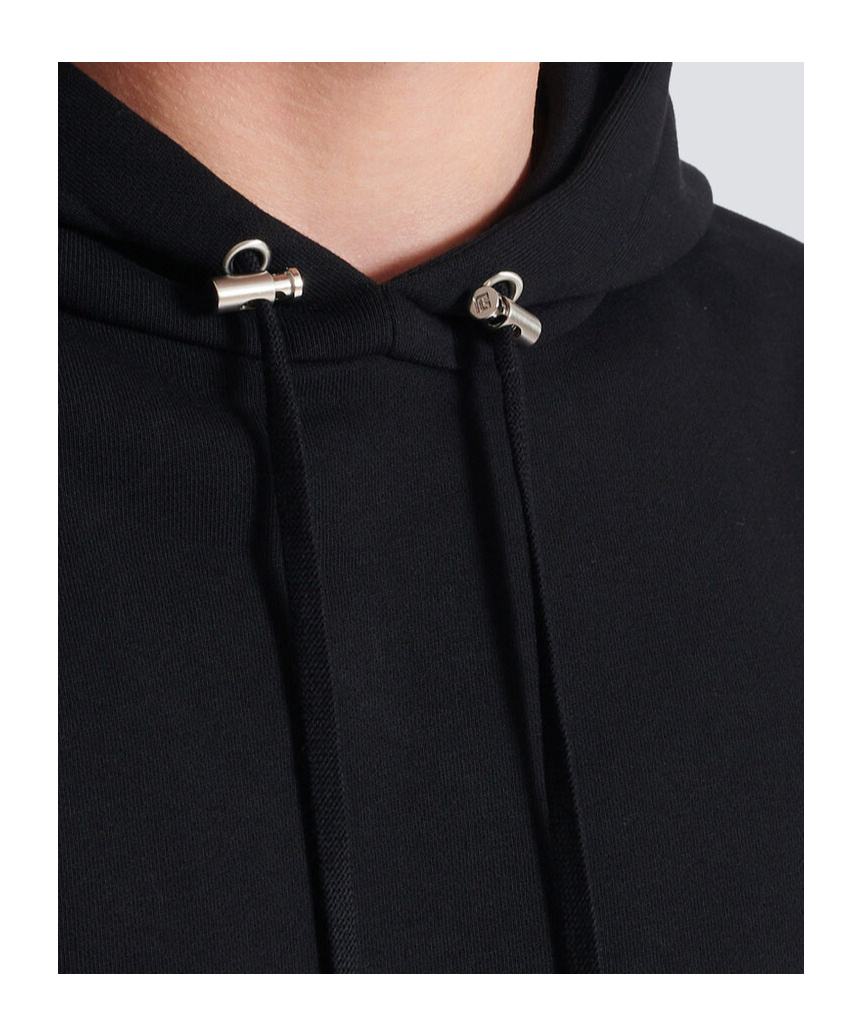 Balmain Logo-patch Cotton Hoodie In Black