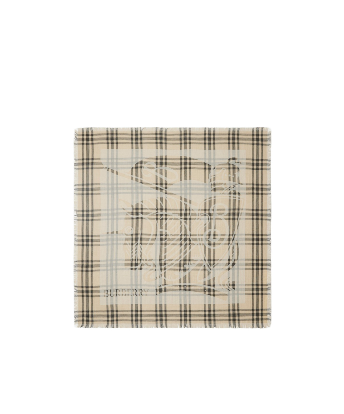Burberry Ekd Check Wool Blend Scarf In Nude