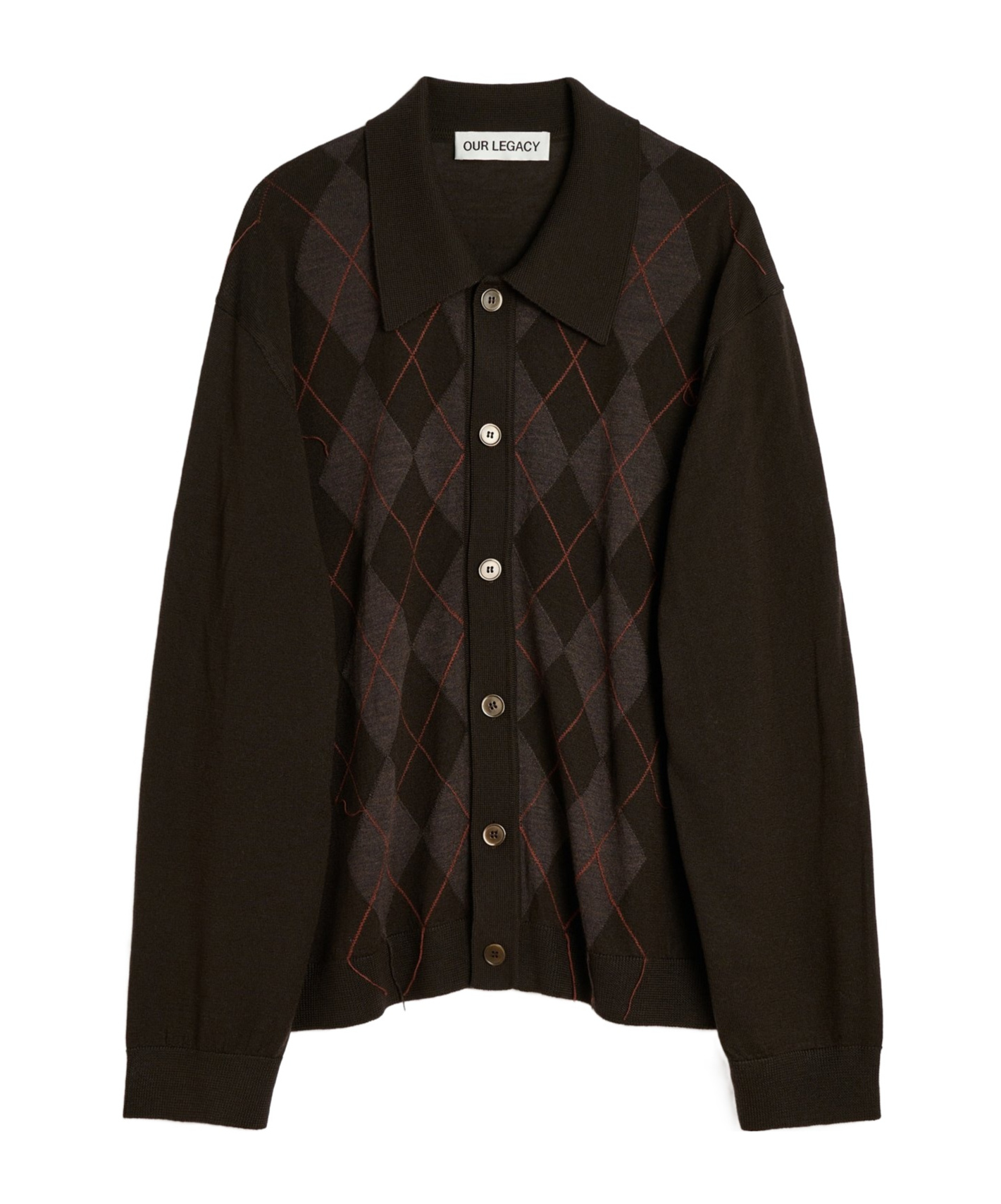 Our Legacy Mens Pub Argyle Evening Diamond-stitch Wool Polo Shirt In Brown
