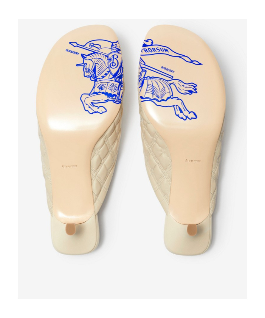 Burberry Baby Quilted Napa Equestrian Mules In Nude