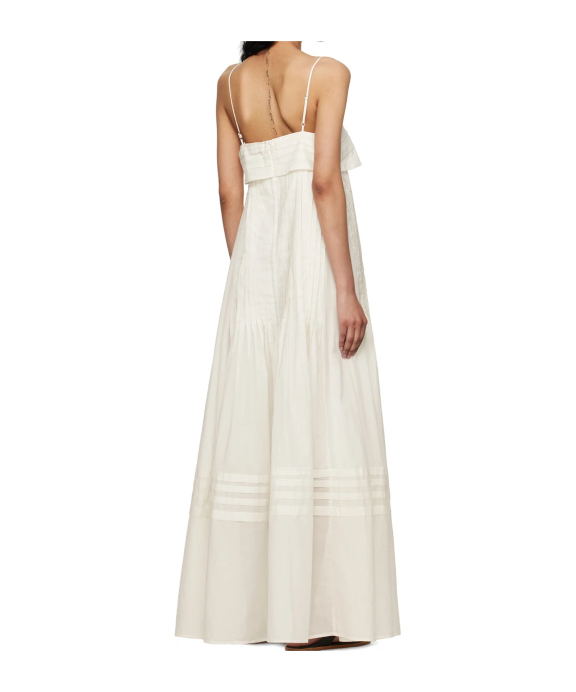 Staud Kristina Pleated Cotton Maxi Dress In White