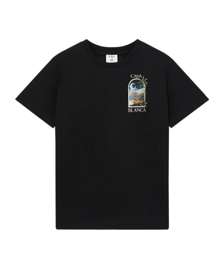 Casablanca La Night Oversized Logo-print Organic Cotton-jersey T-shirt In Black