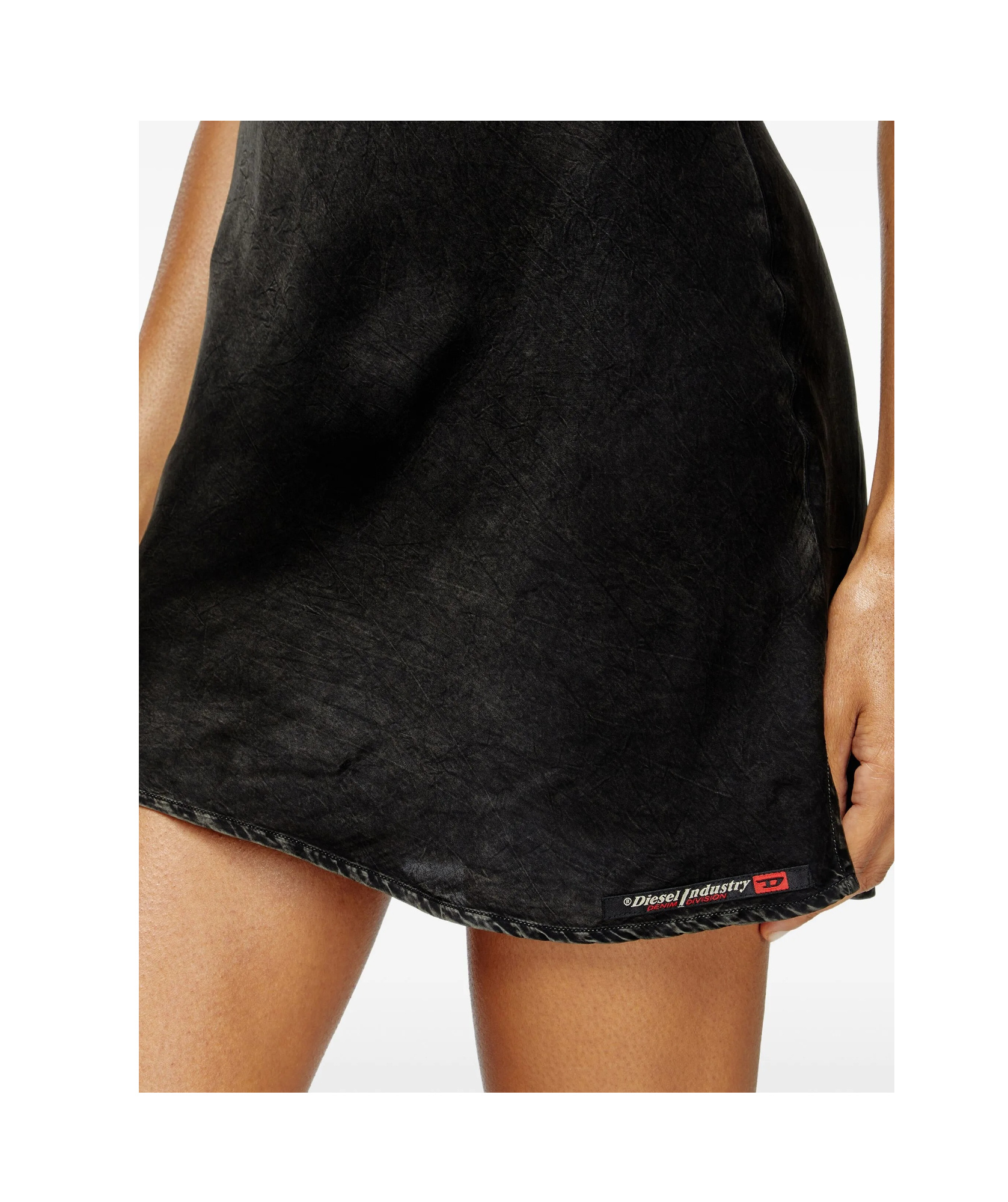 Diesel Logo-print Slip Dress In Black
