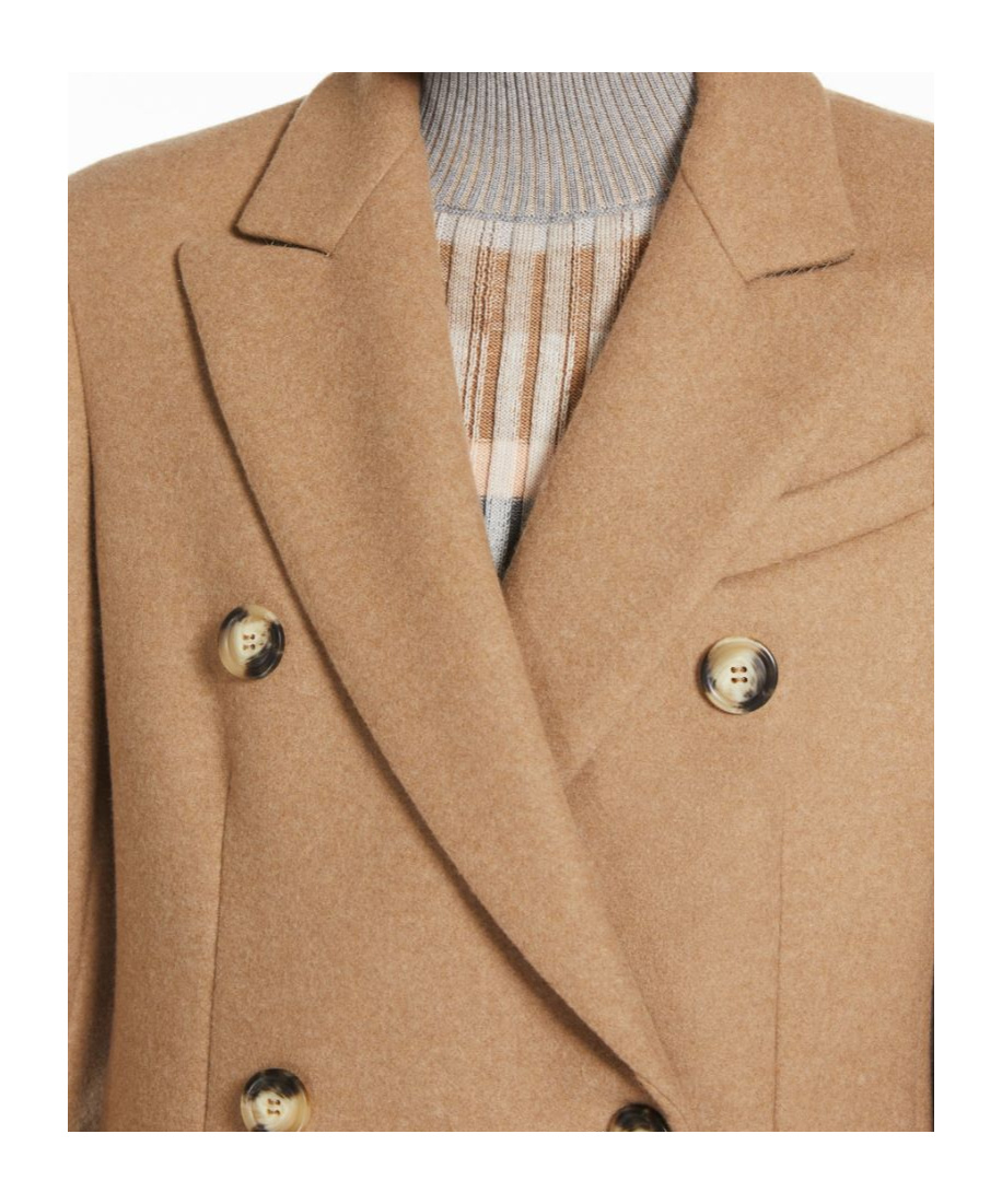 Sportmax Double-breasted Wool Cashmere Coat In Nude