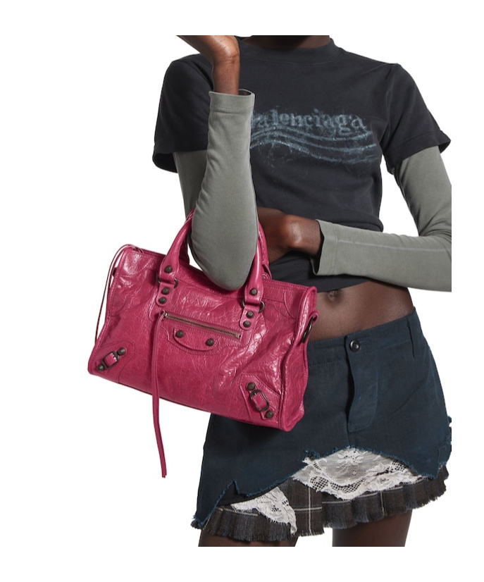 Balenciaga Small Le City Leather Satchel In Pink
