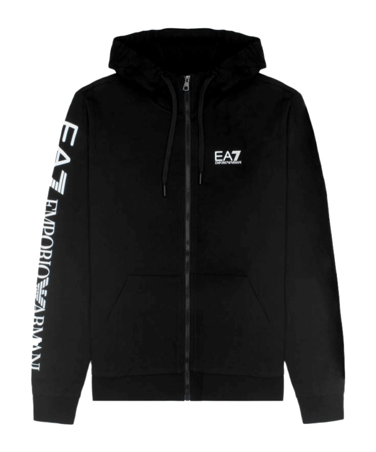 Ea7 Logo-print Zip-up Hoodie In Black