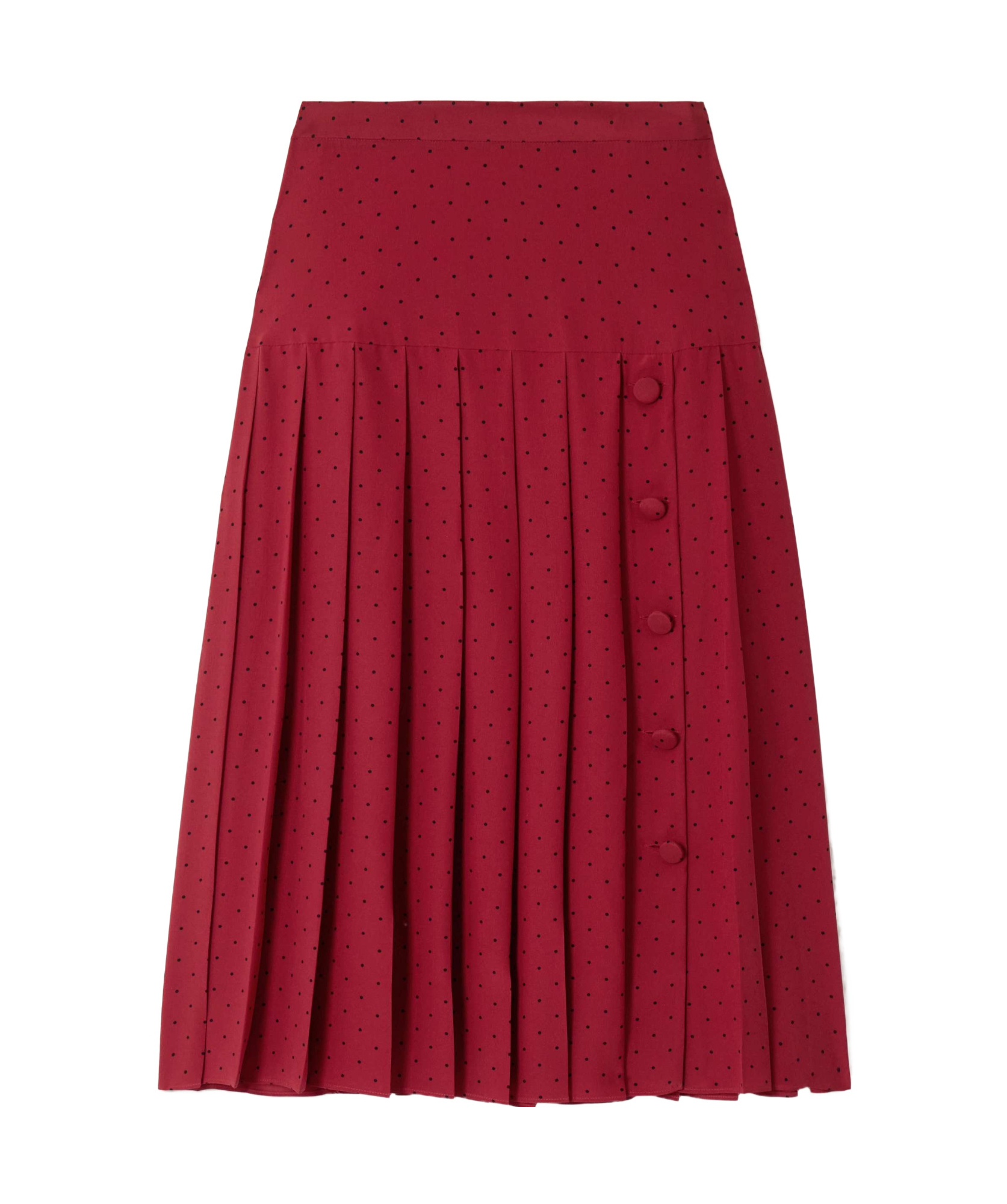 Alessandra Rich Silk Pleated Midi Skirt In Wine Red
