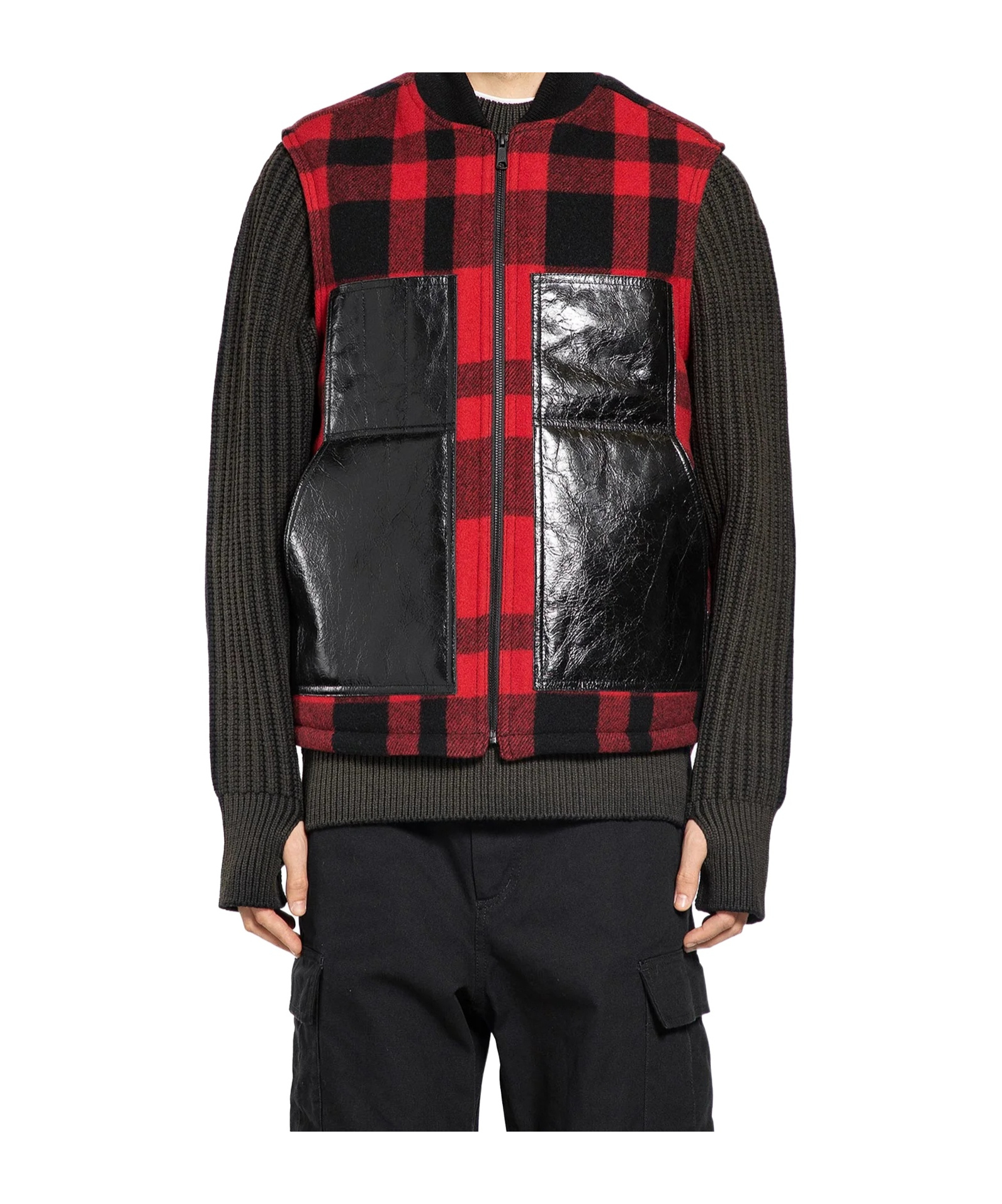 Junya Watanabe Check Pattern Sleeveless Jacket Pockets In Black