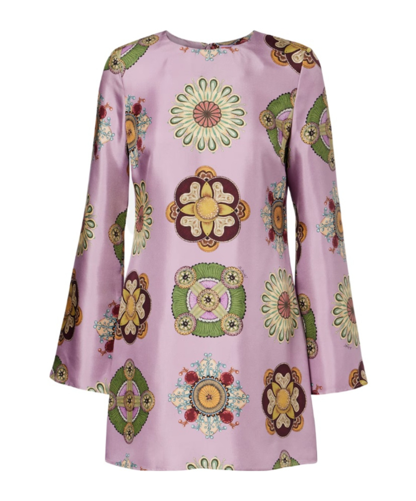 La Doublej Supremes Swing Silk Twill Minidress In Multi