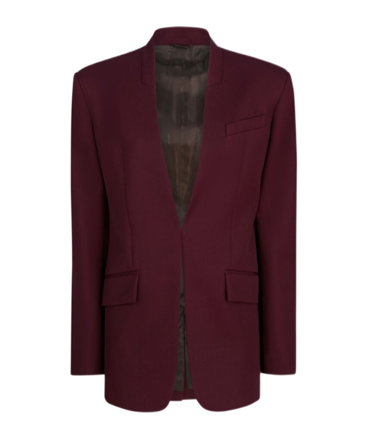 Attico Padded-shoulder Gabardine Blazer In Burgundy