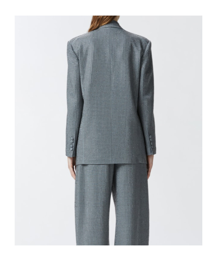 Shop Pinko Rhinestone-embellished Blazer In Gray