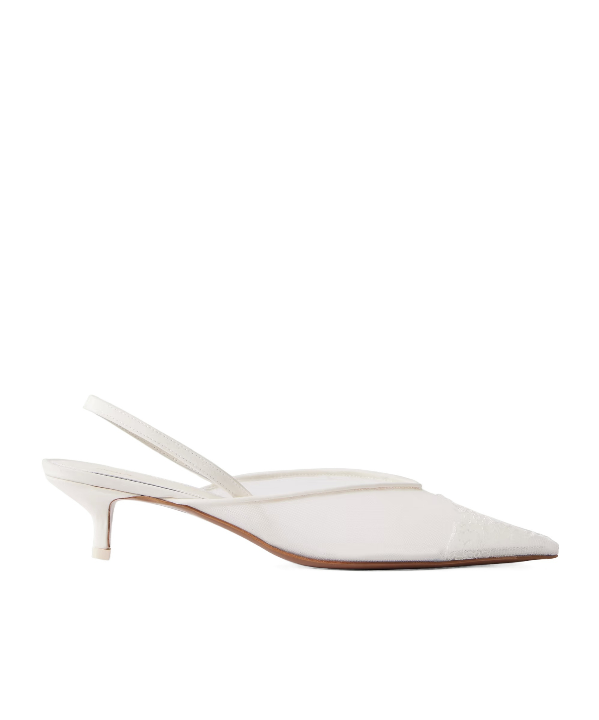 Neous Lace And Satin-trimmed Mesh Slingback Pumps In White