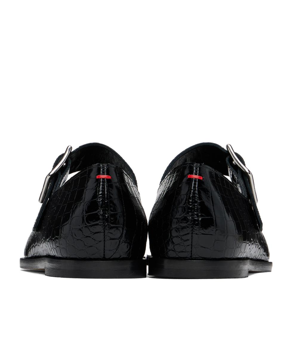 Aeyde Sunny Alligator Flats In Black