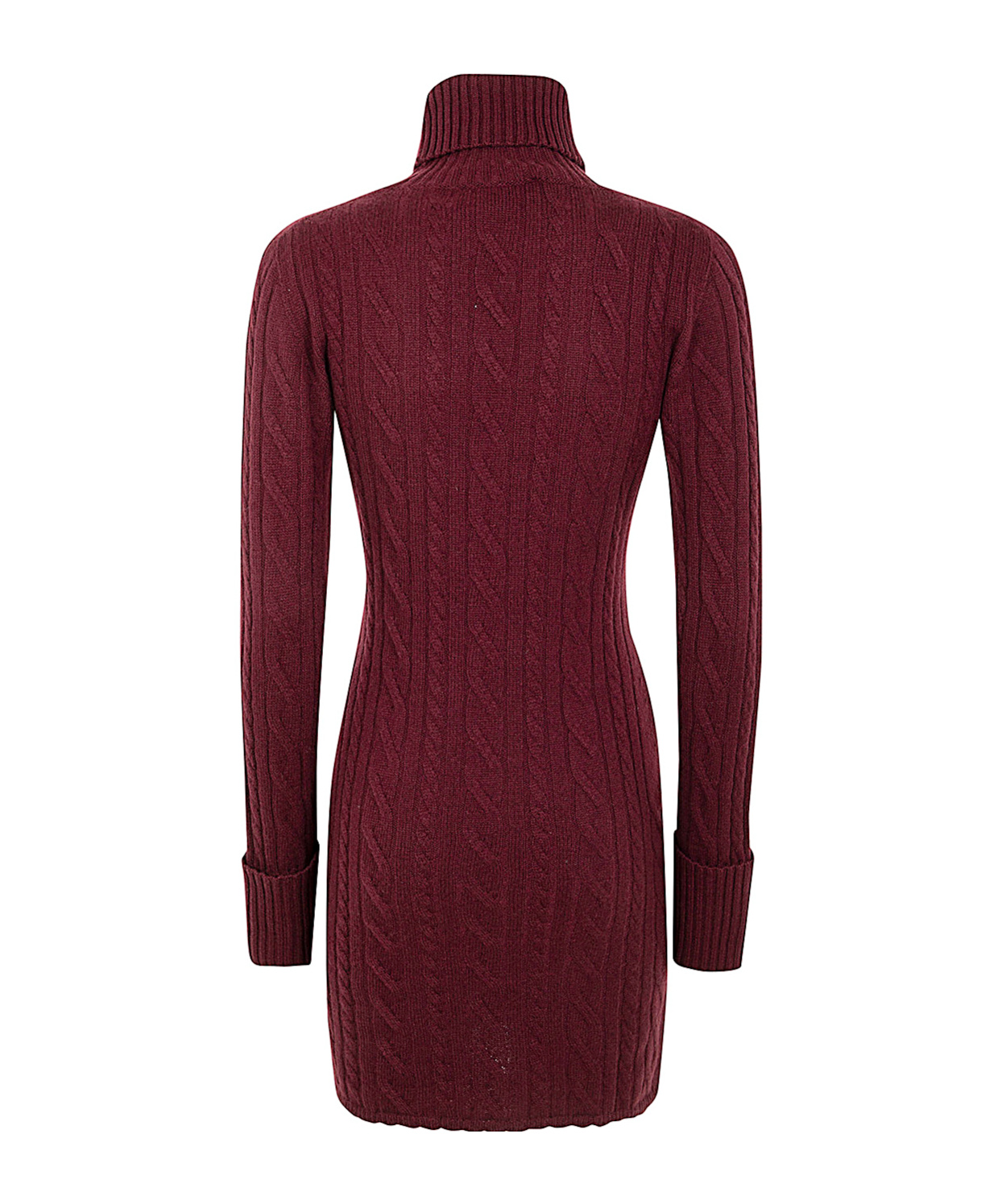 Blumarine Roll-neck Cable-knit Minidress In Brown