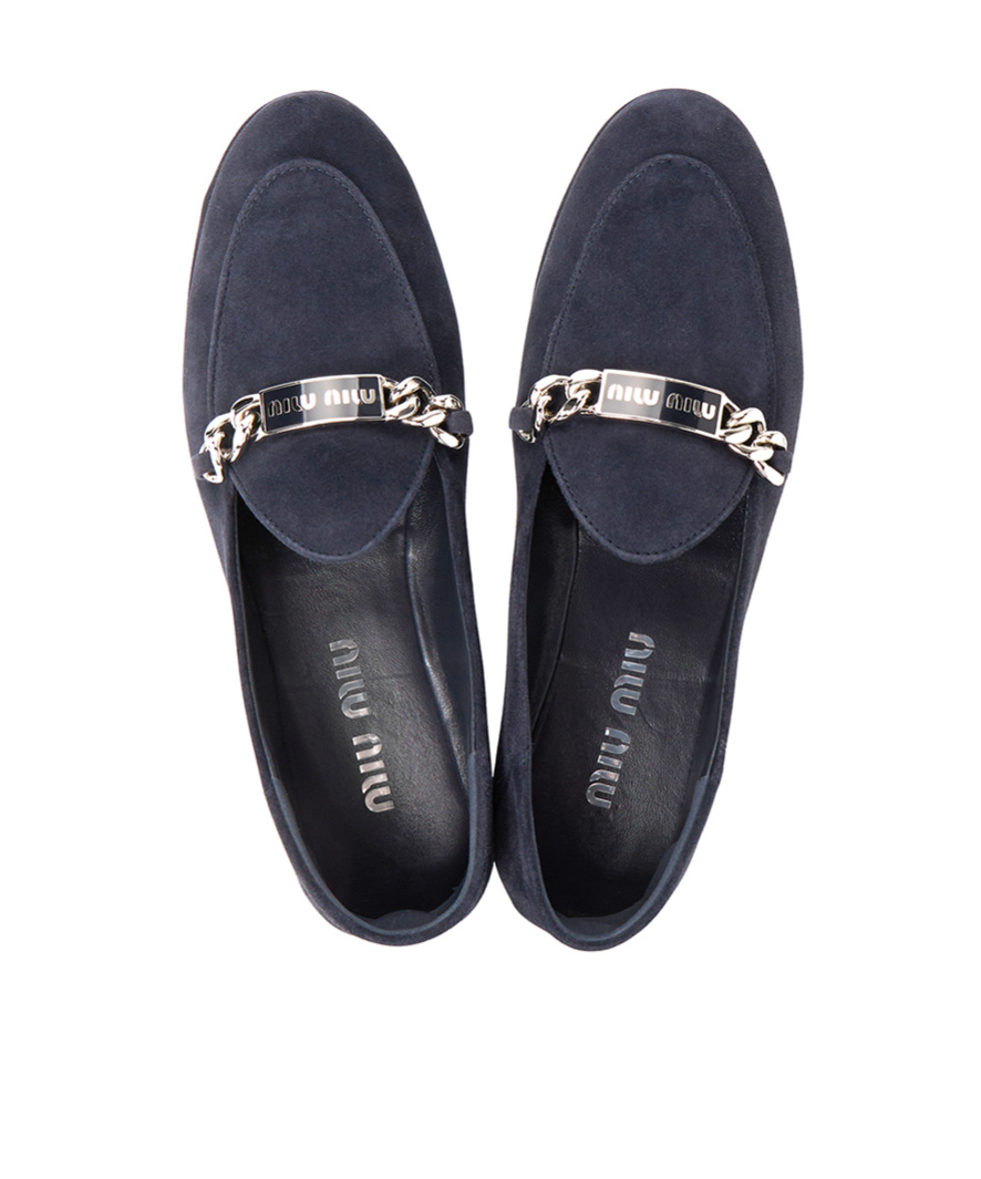 Miu Miu Round Head Loafer Shoes In Black