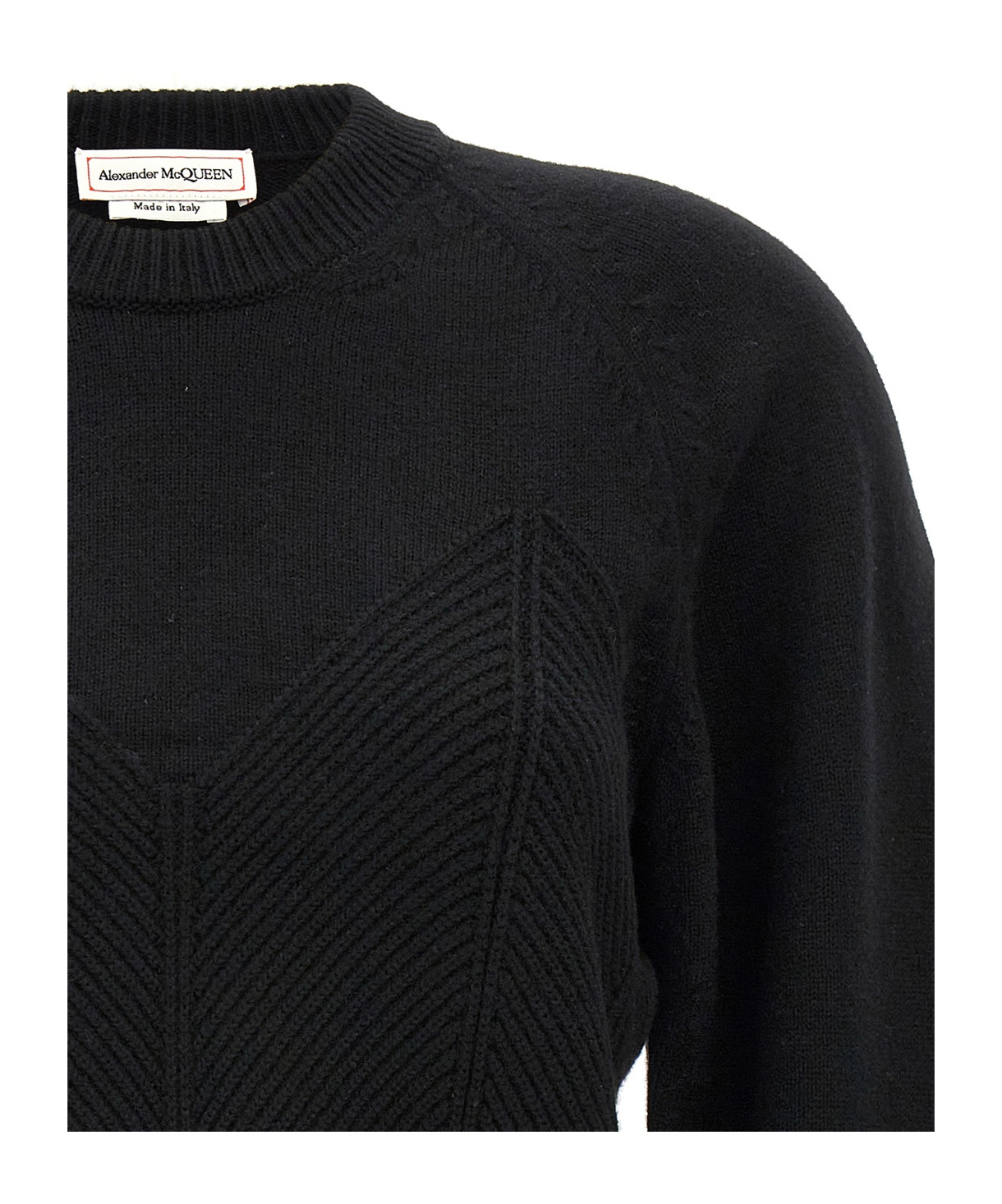 Alexander Mcqueen Chevron Corset Sweater In Wool In Black