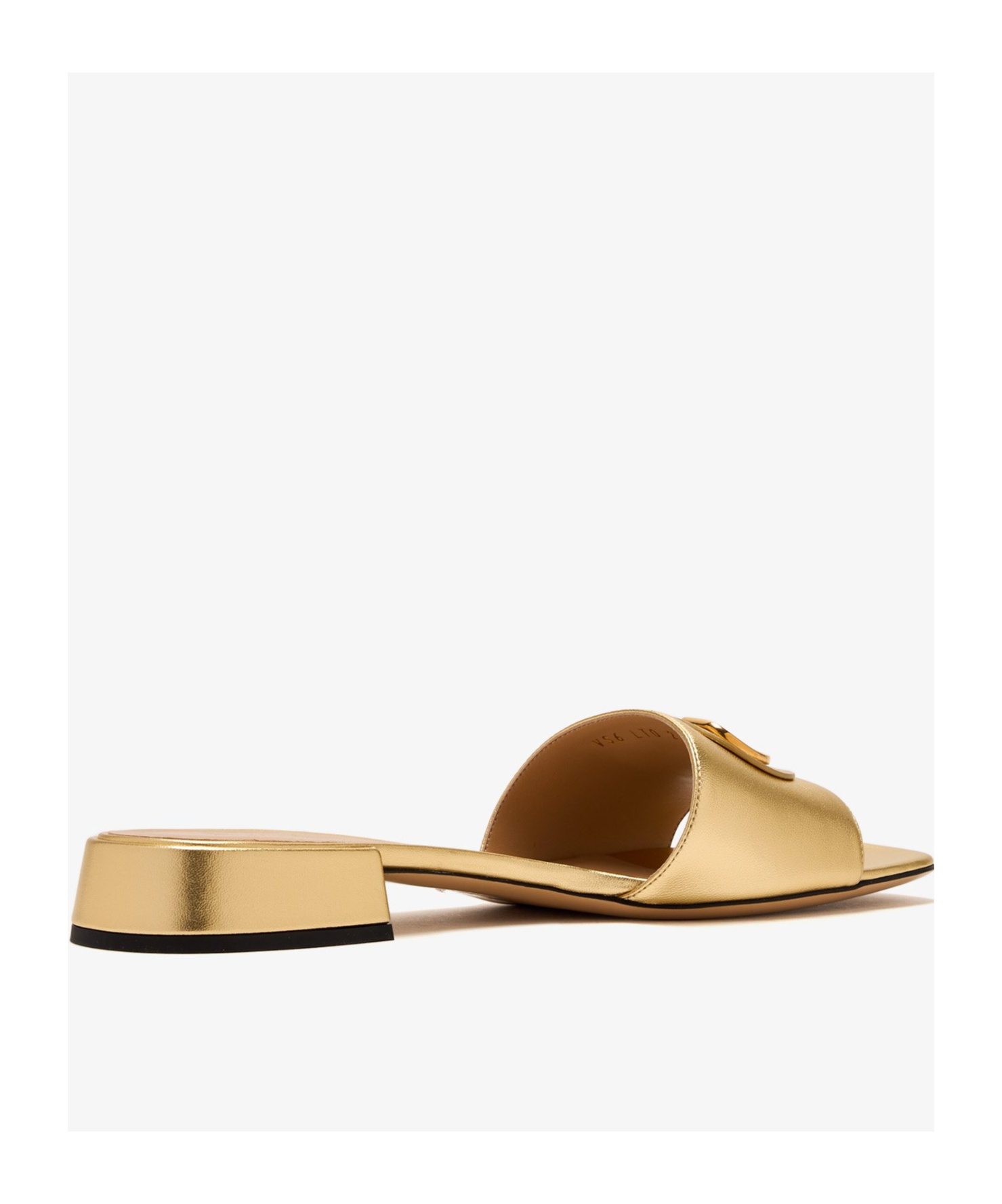 Valentino Gold Laminated Leather Vlogo Signature Slide Sandals In Nude