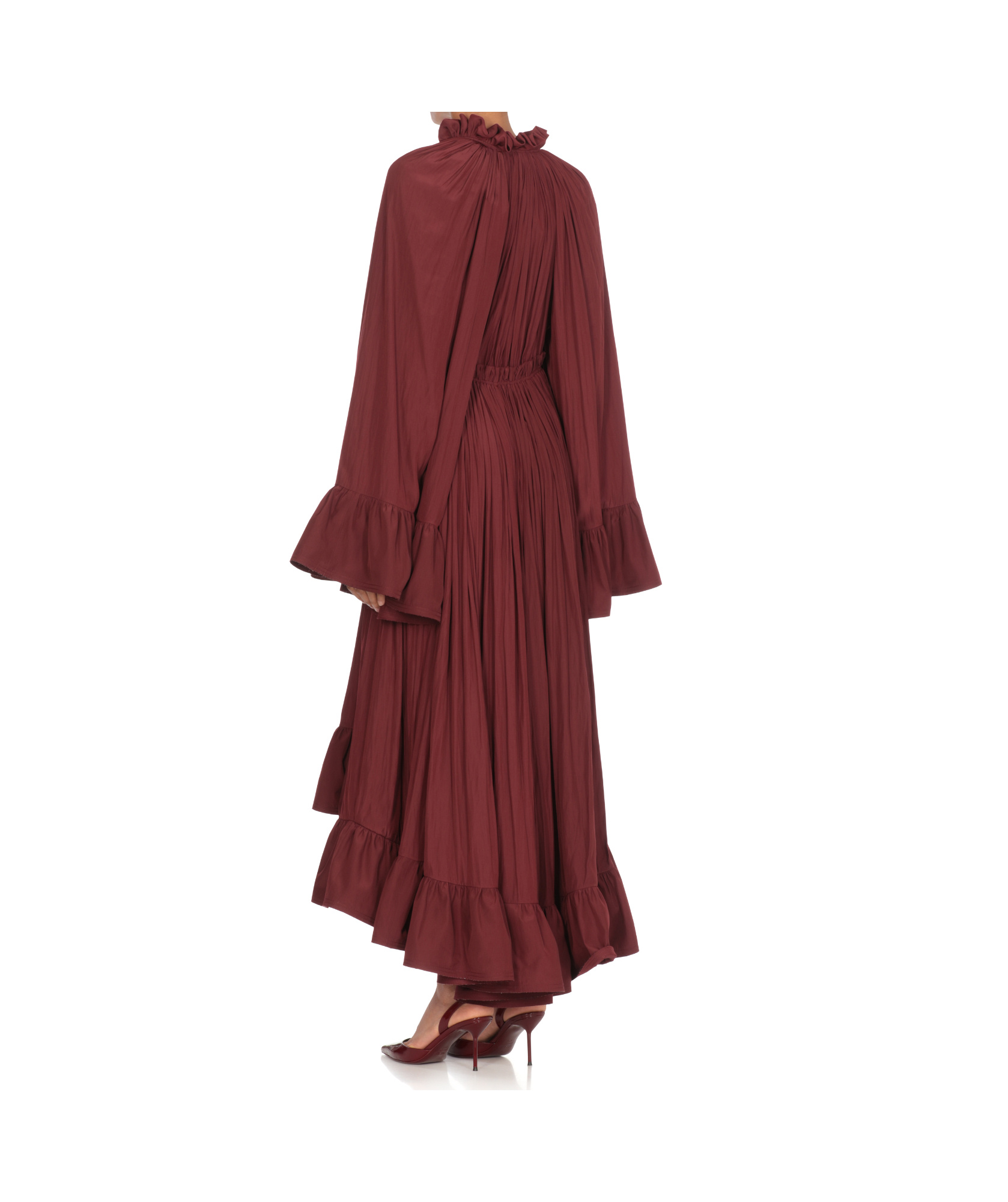 Lanvin Bordeaux Pleated Midi Dress