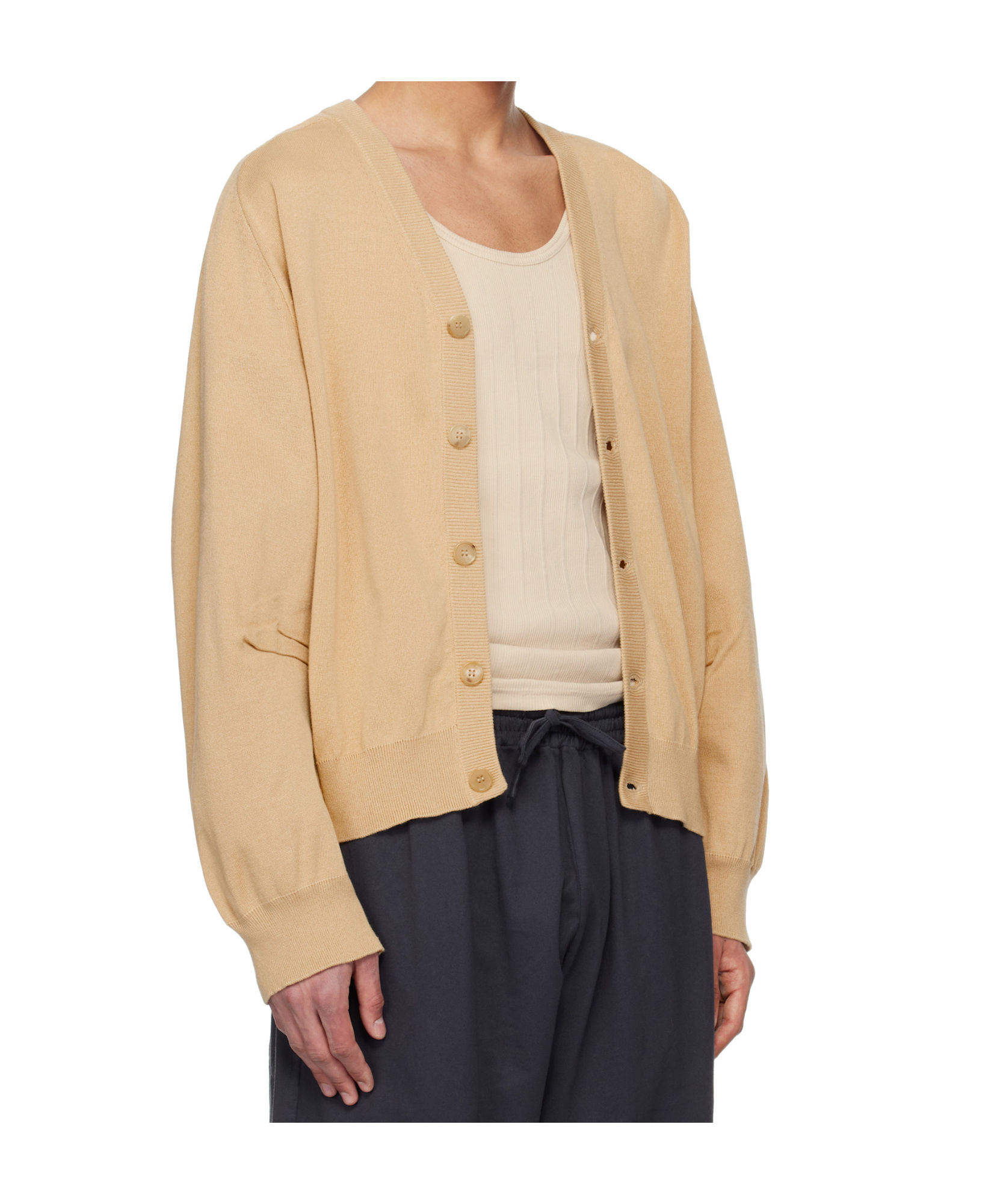 Hed Mayner Beige V Neck Cardigan In Beige