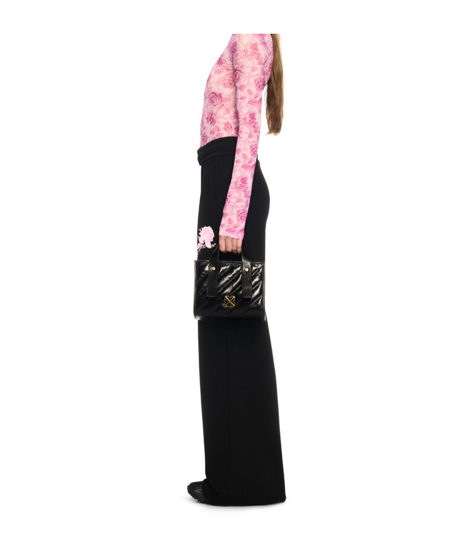 Off-white Logo-plaque Quilted Tote Bag In Black